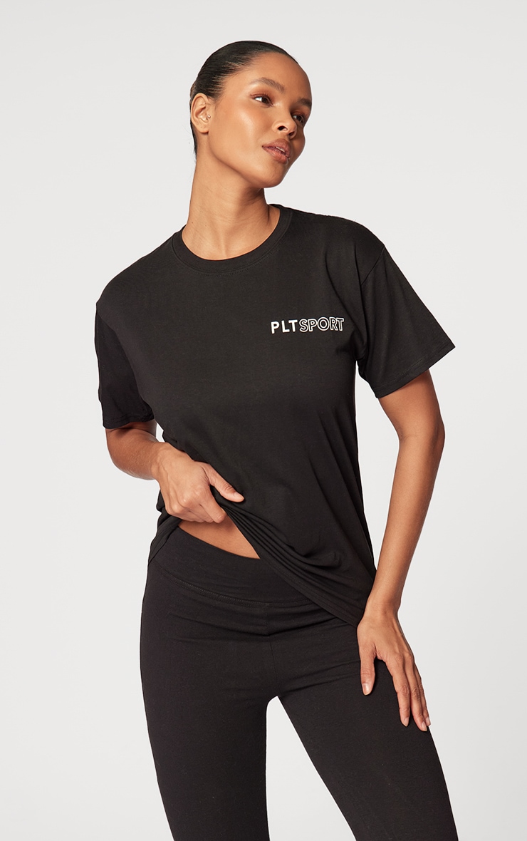 PRETTYLITTLETHING Black Oversized Training T-Shirt image 4