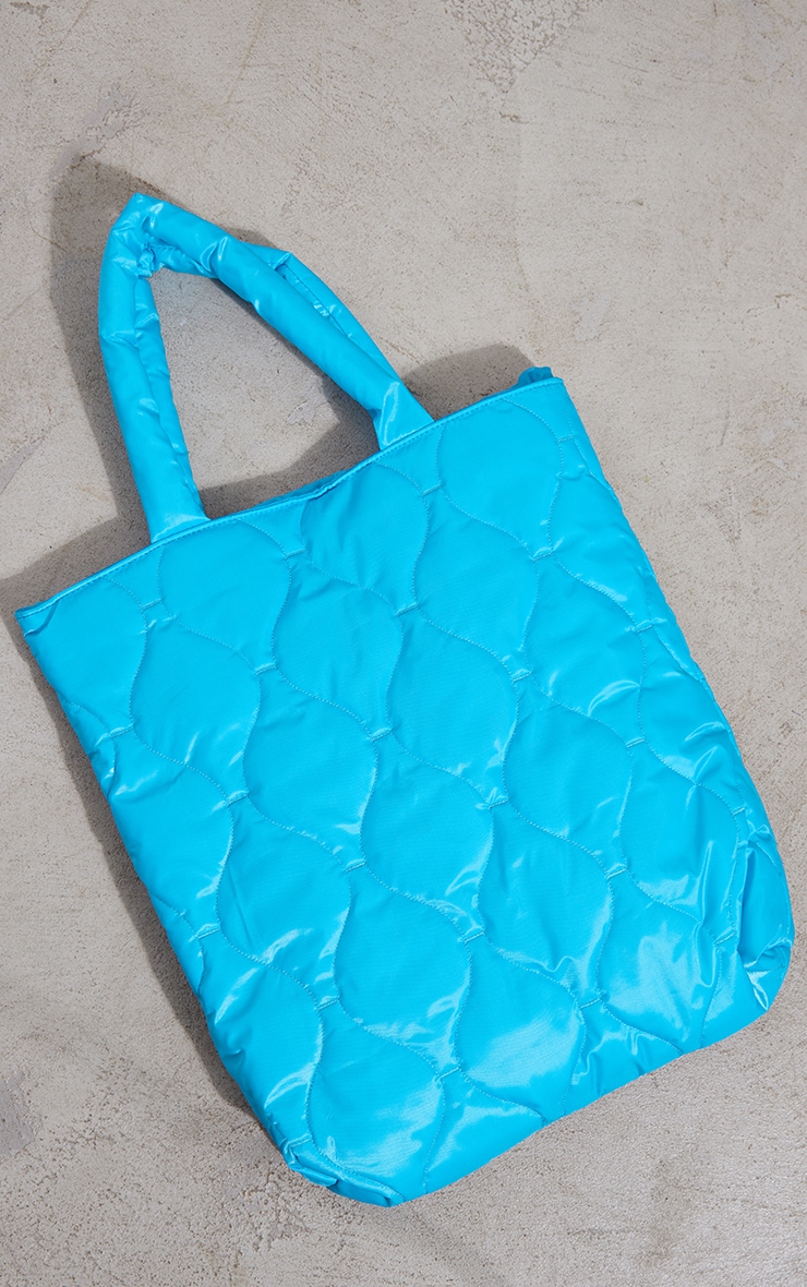 Bright Blue Waved Quilted Tote Bag image 2