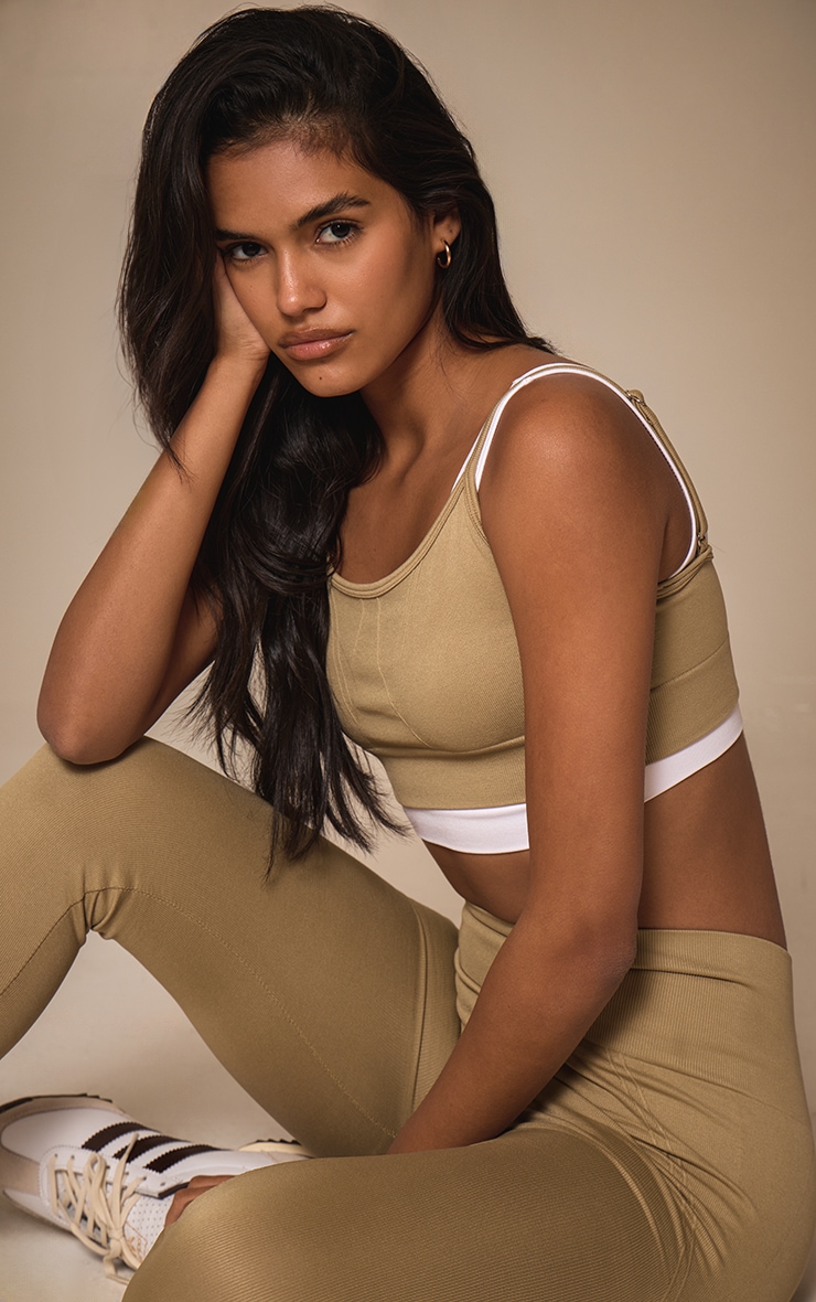 Olive Seamless Double Layered Sports Bra image 4