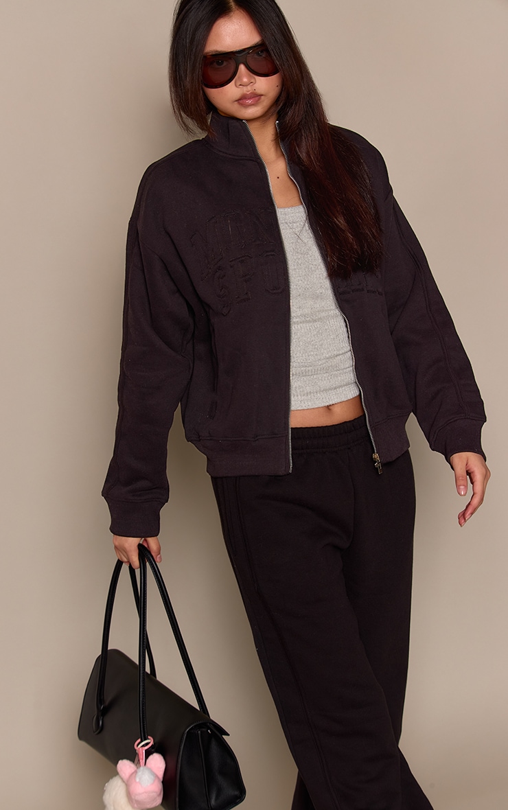 Black Monaco Applique Zip Through Sweatshirt image 1