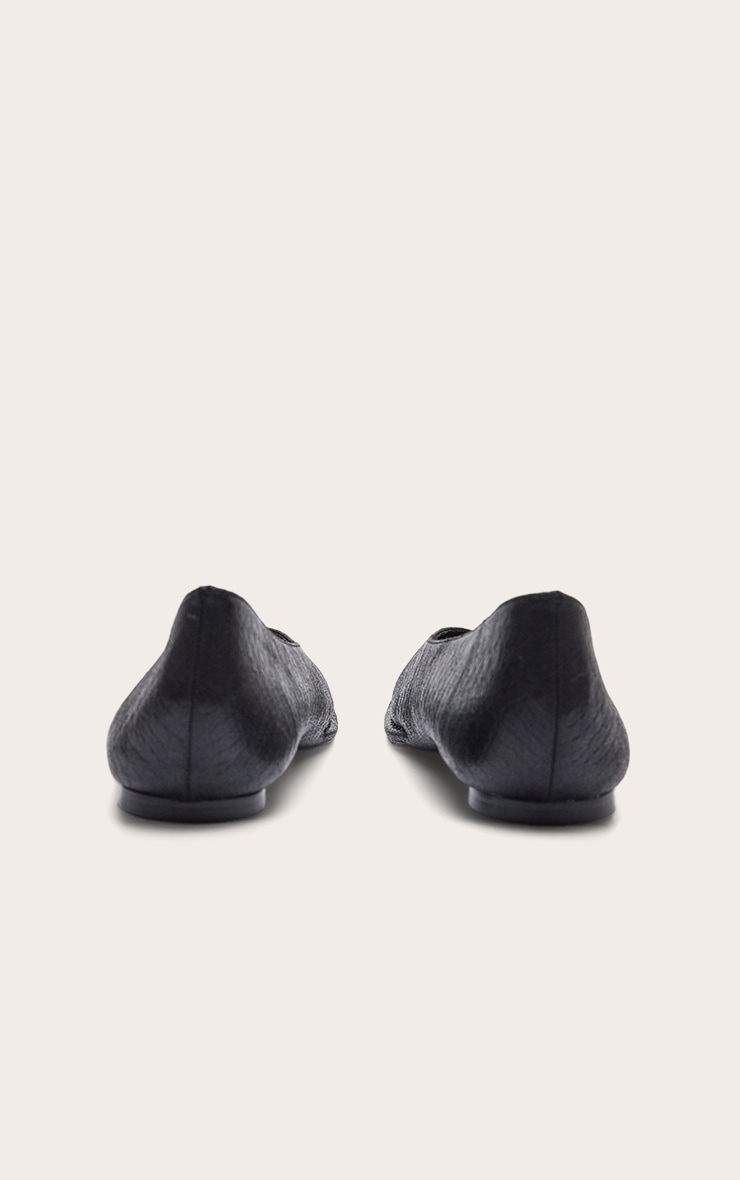 Black Pu Croc Sqaure Toe Ballerina Pump image 4
