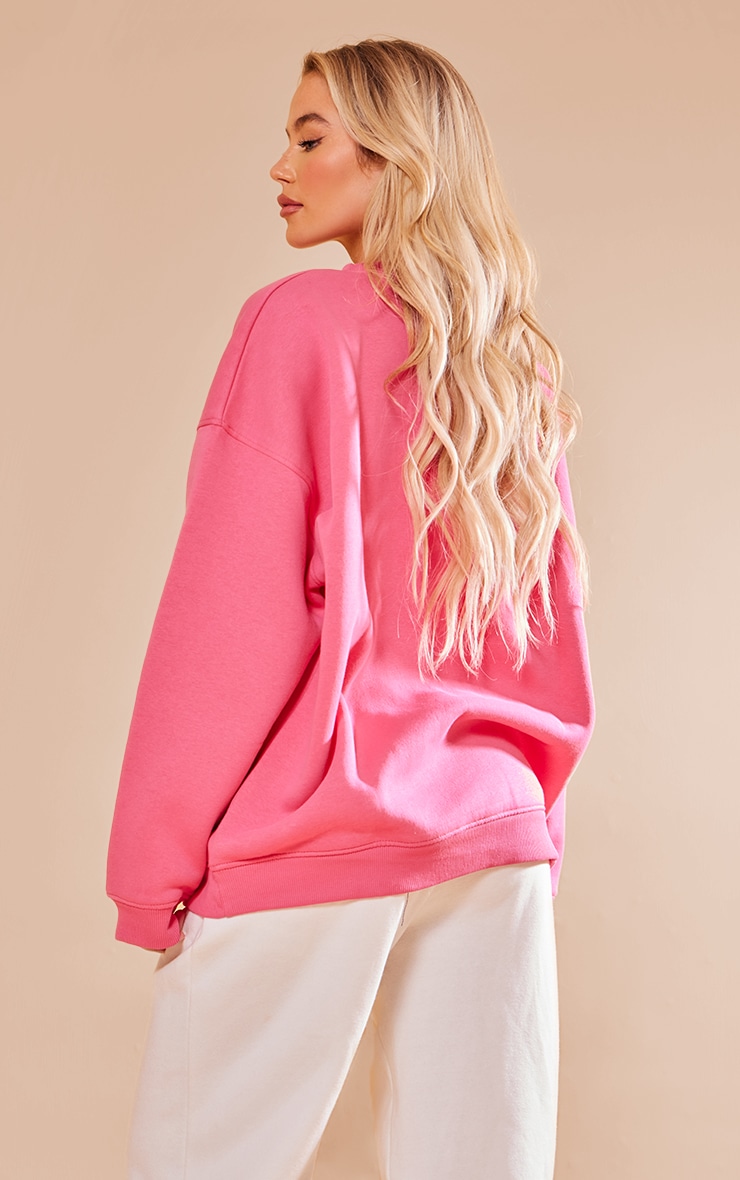 Pink Brunch Club Print Oversized Sweatshirt image 2