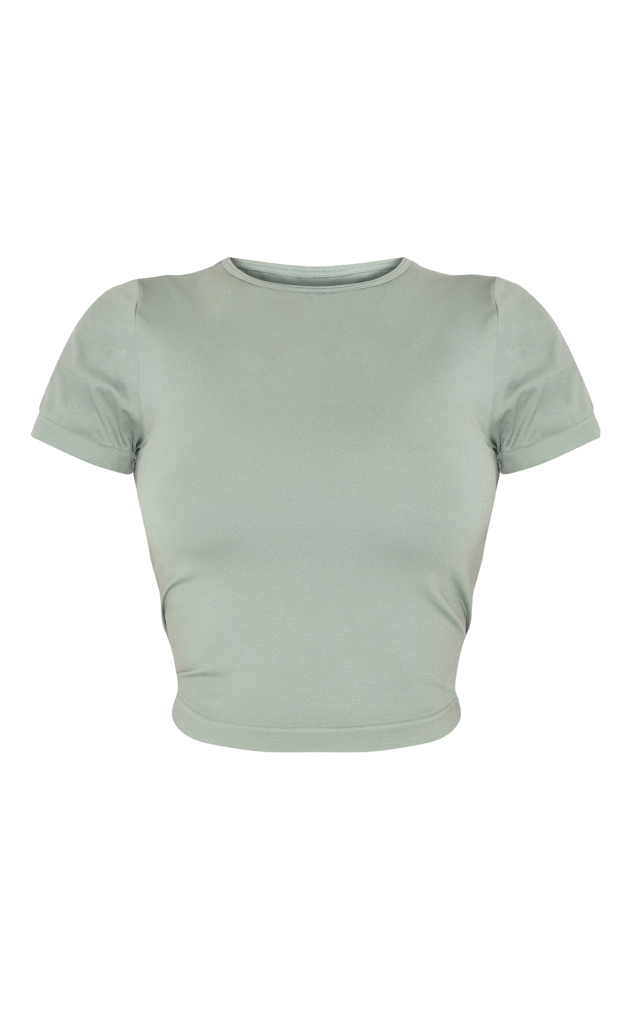 Shape Sage Green Stretch Seamless  Short Sleeve Longline Top image 5