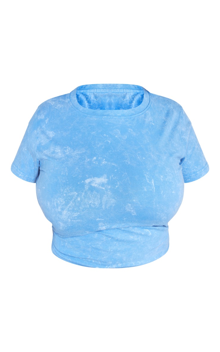 Plus Blue Washed Cotton Longline Fitted T-shirt image 5