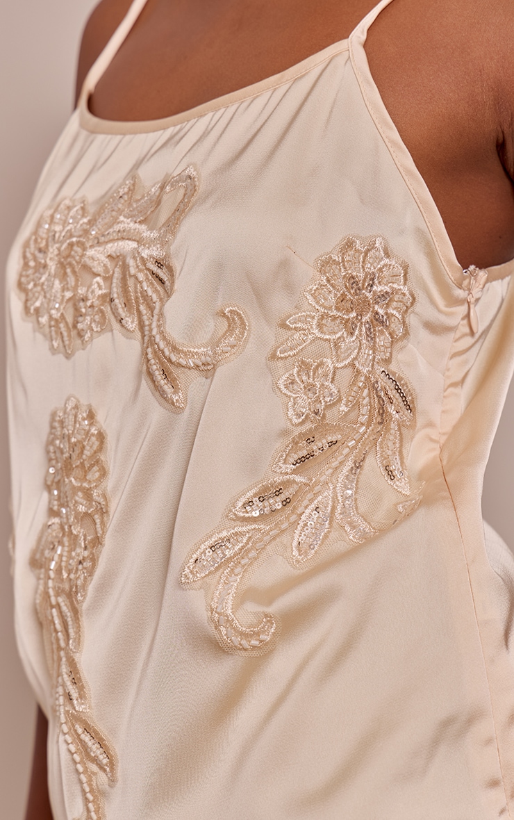 Butter Yellow Satin Embellished Detail Strappy Cami Top image 4