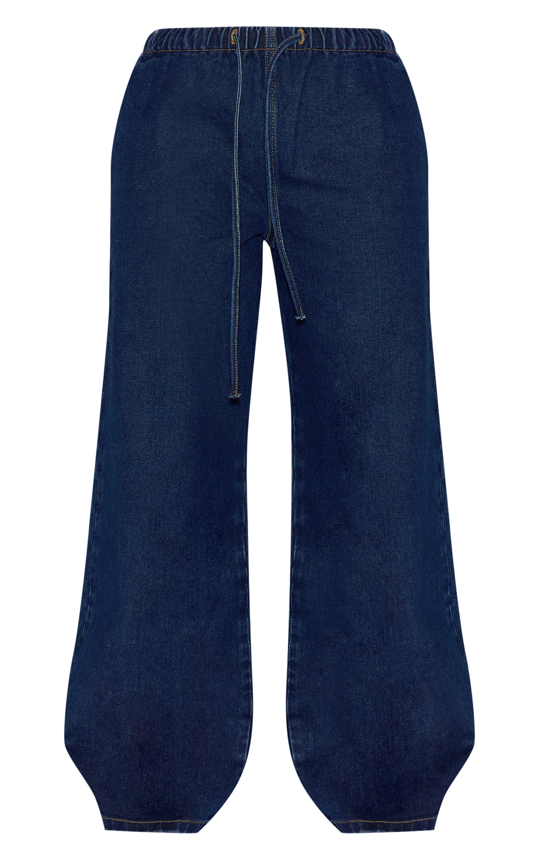 Petite Mid Blue Wash Elasticated Tie Waist Wide Leg Jeans image 5