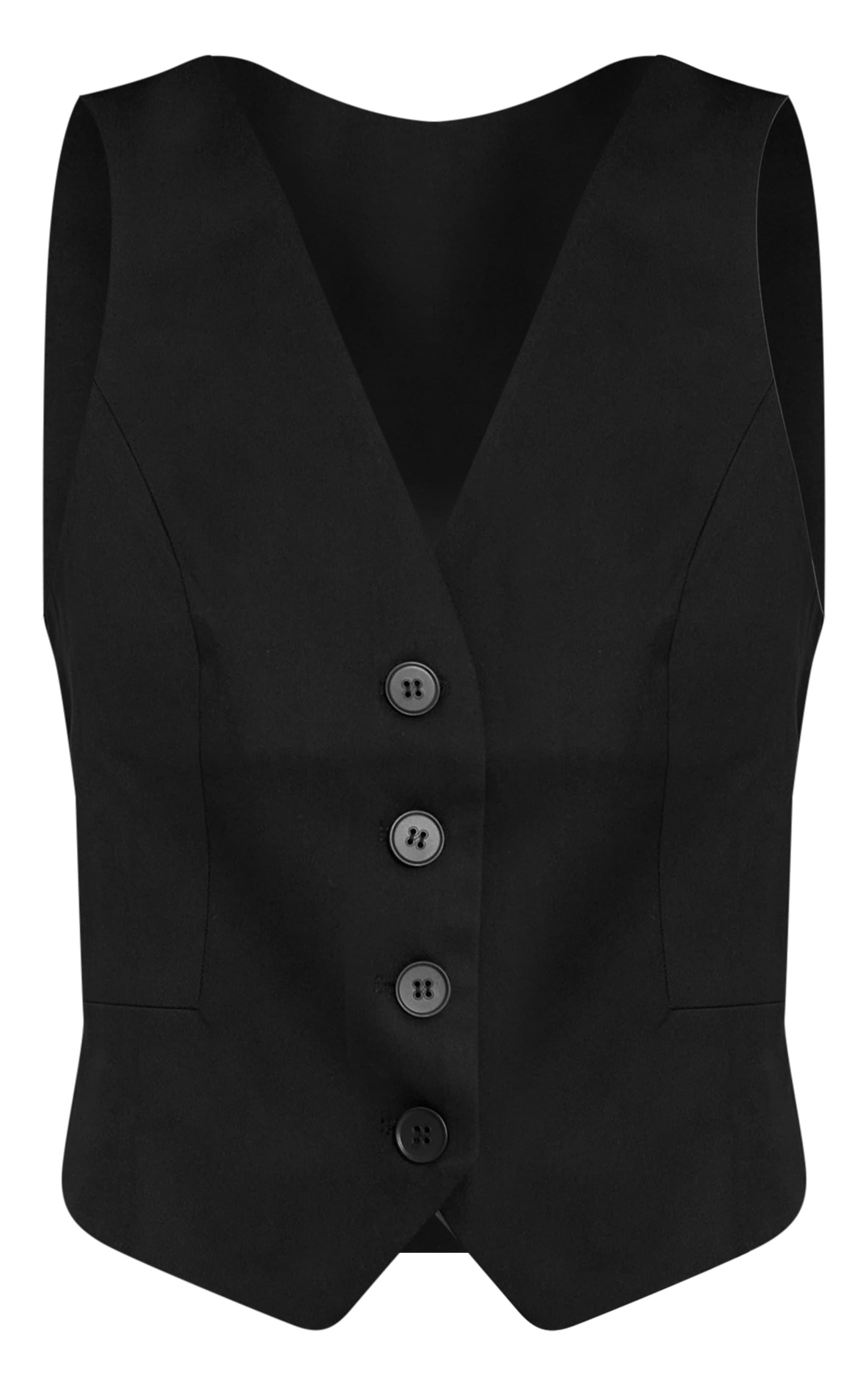 Black Tailored Woven Button Detail Vest image 5