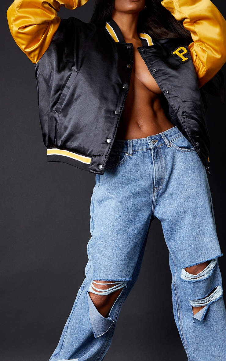 Mid Blue Wash Baggy Low Rise Ripped Boyfriend Jeans image 4