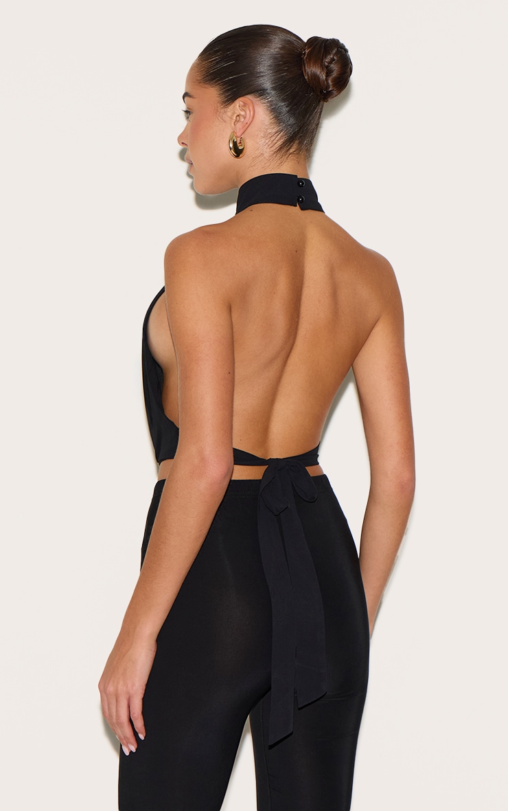 Black Bubble Hem Chiffon Long Top image 4