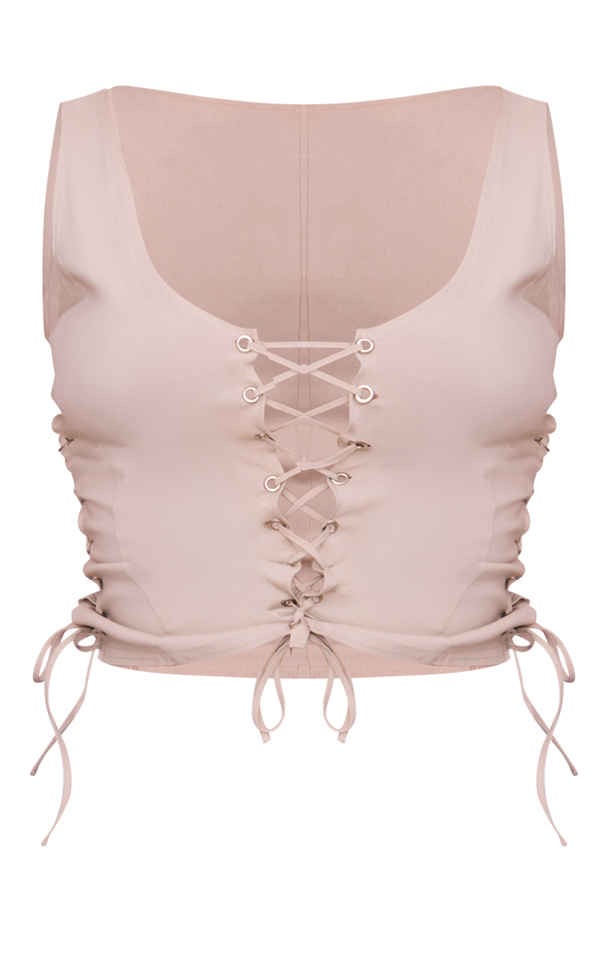 Stone Stretch Woven Lace Up Long Top image 5