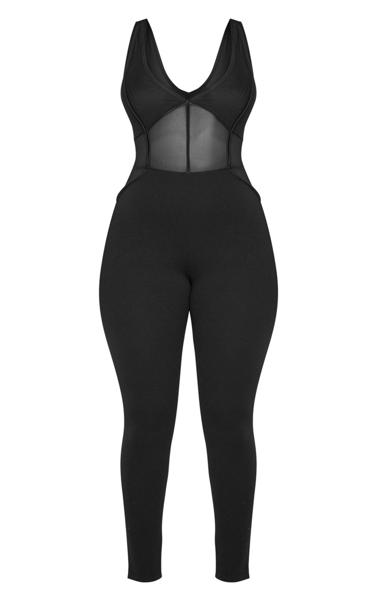 mesh panel jumpsuit
