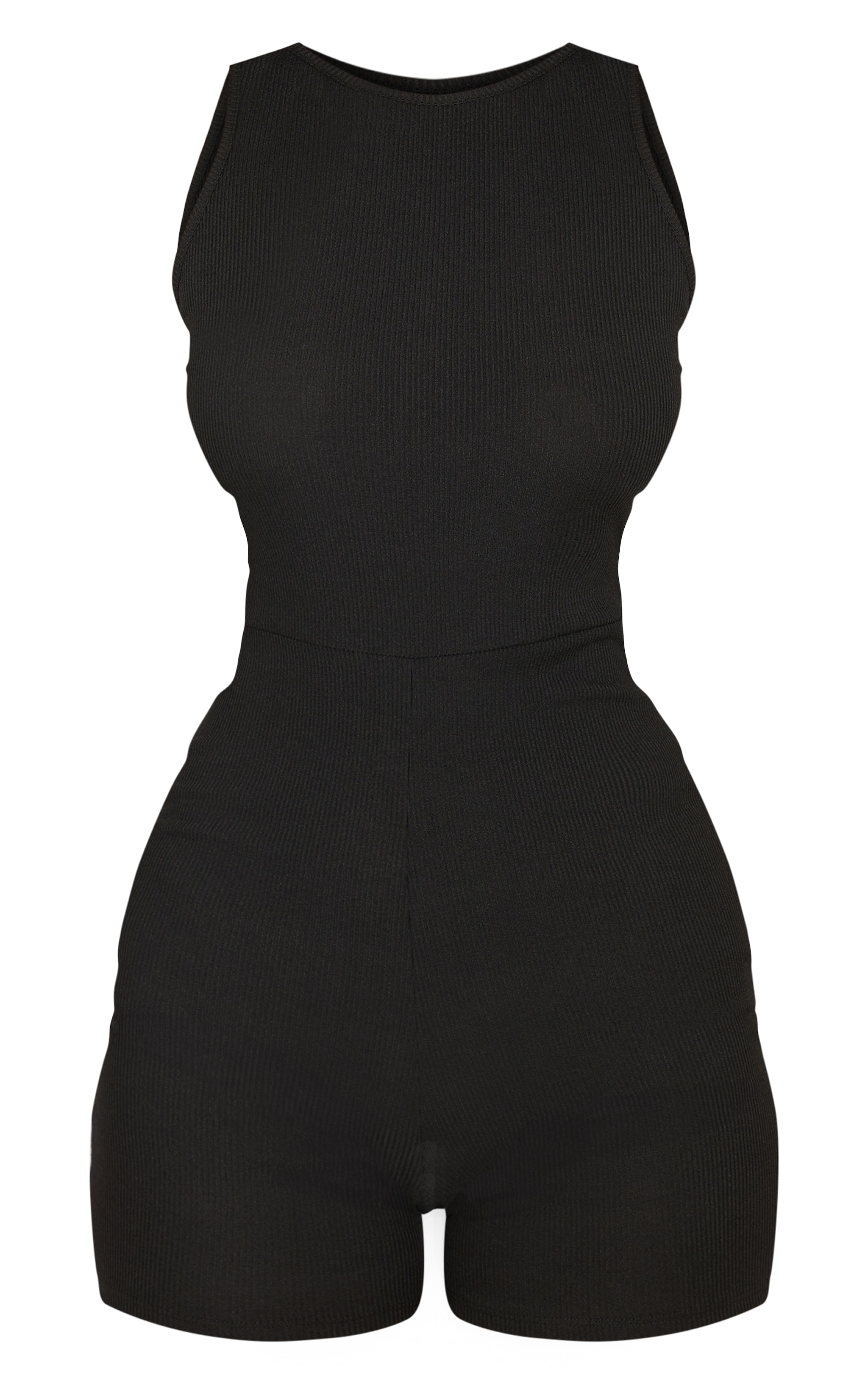 Petite Black Racer Neck Ribbed Unitard image 5
