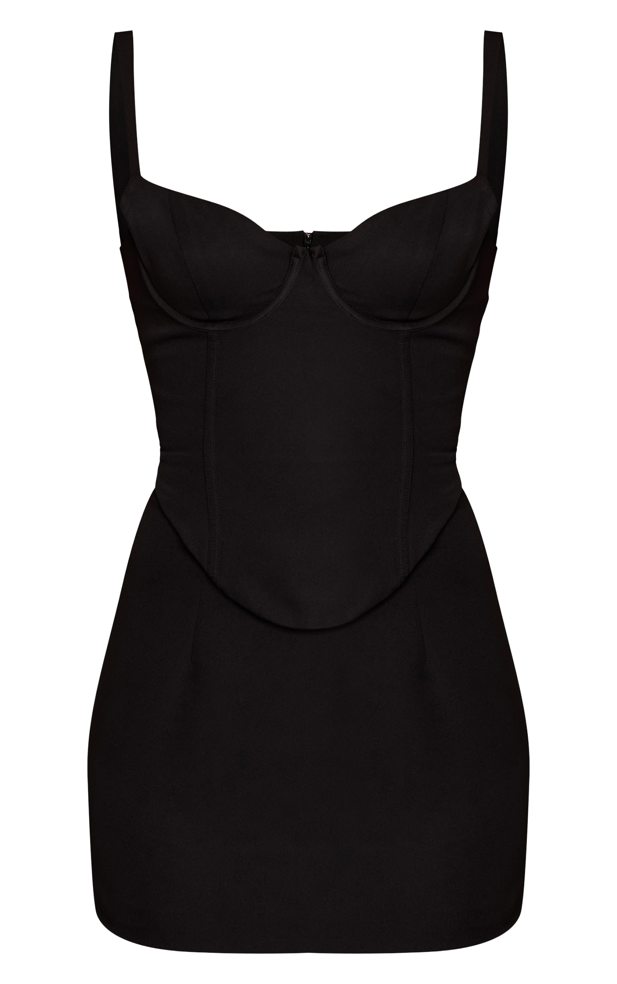 Mini robe moulante tissée noire à détail corset image 5