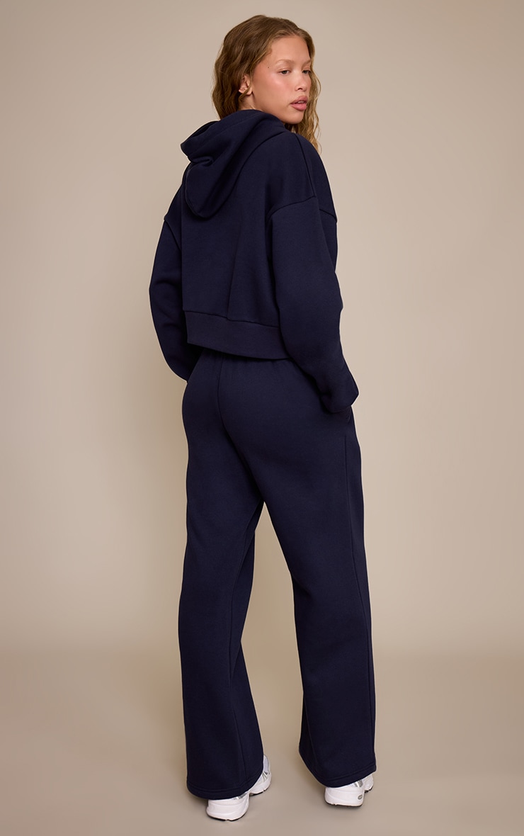 PRETTYLITTLETHING Navy Print Wide Leg Joggers image 3