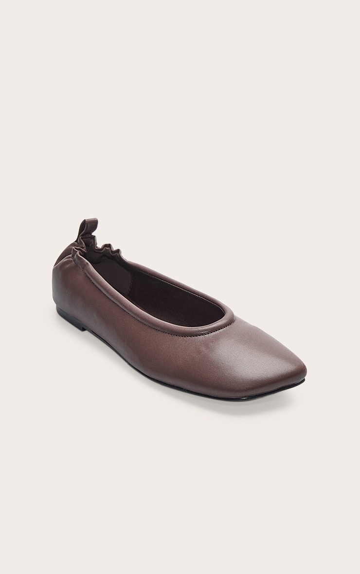 靴 OHOTORO square ballet pumps brown 24.5 Chocolate Pu Asymmetric Square Toe Ballet Pump | Footwear