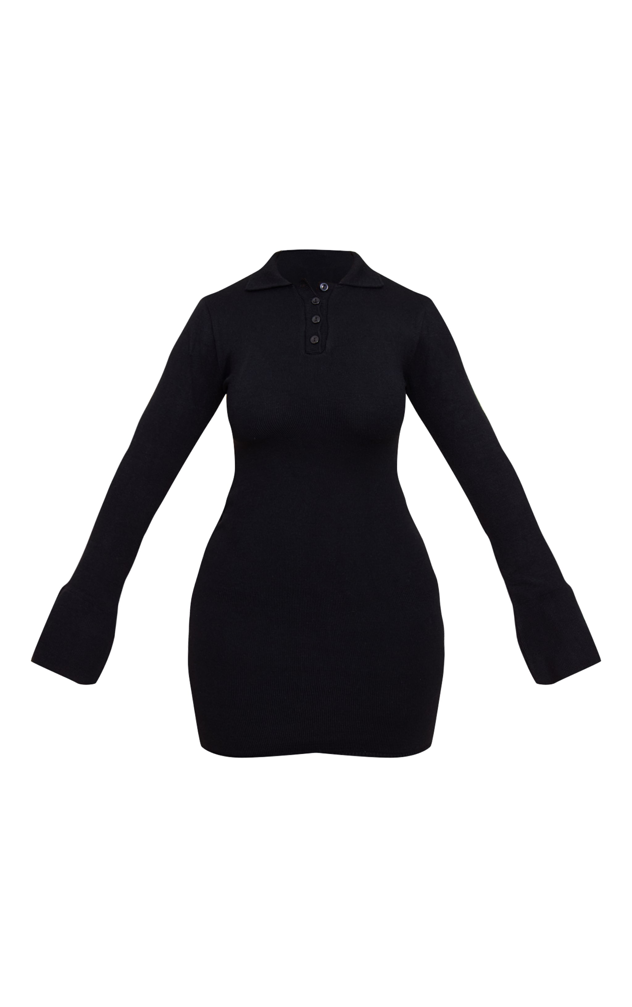 Shape Black Knitted Polo Mini Dress image 5