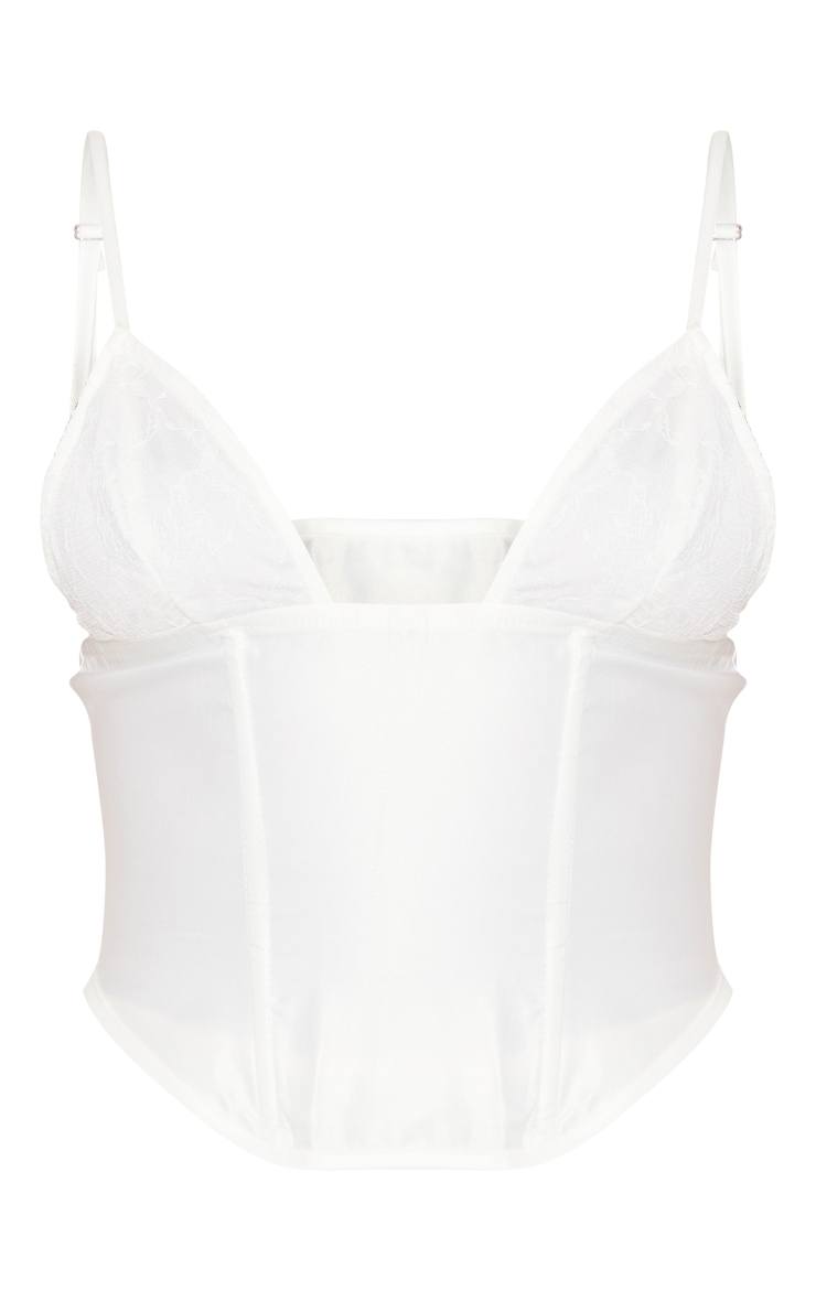 White Satin Lace Boned Corset Top image 5