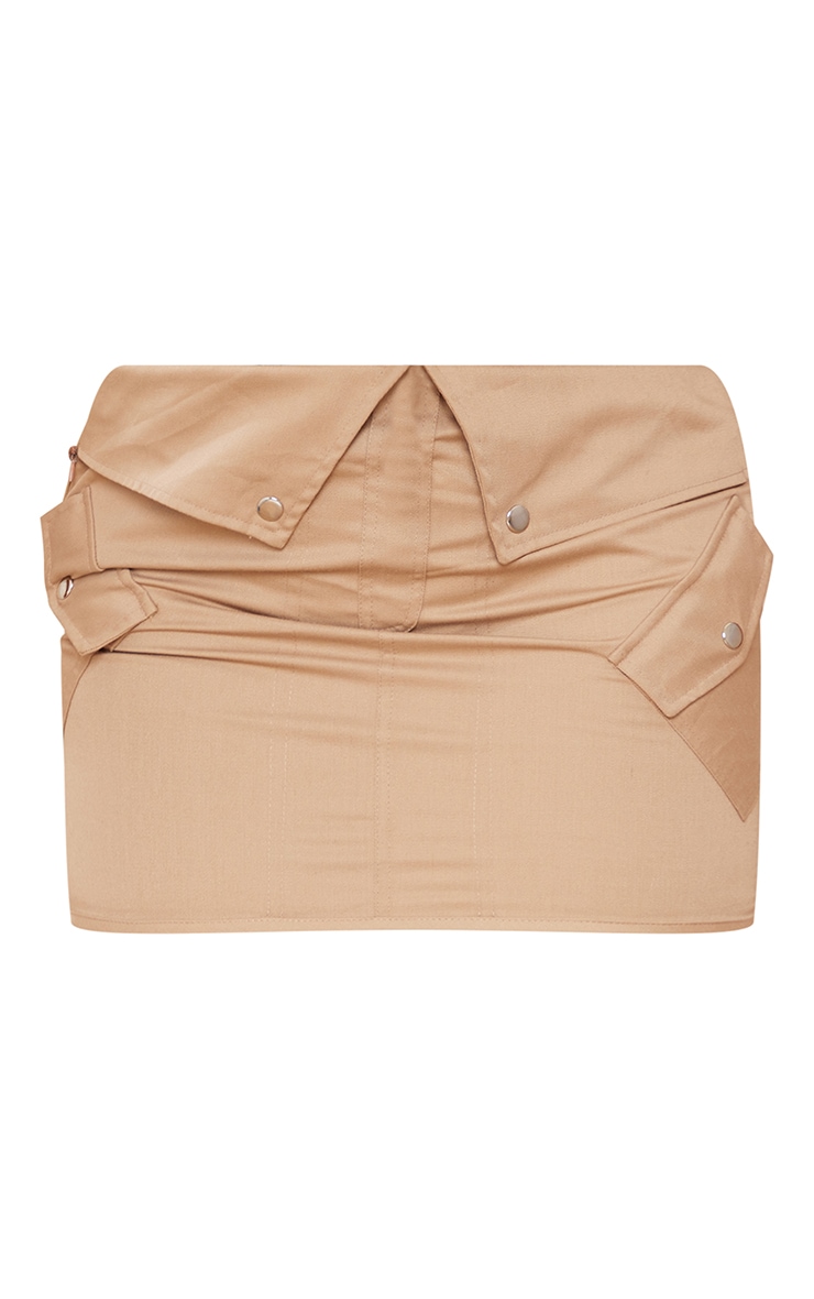 Shape Deep Stone Cargo Fold Waistband Pocket Detail Micro Mini Skirt image 6