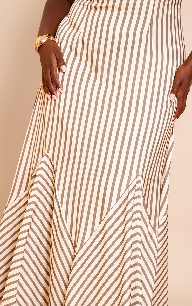 Plus Olive Satin Bandeau Stripe Maxi Dress image 4