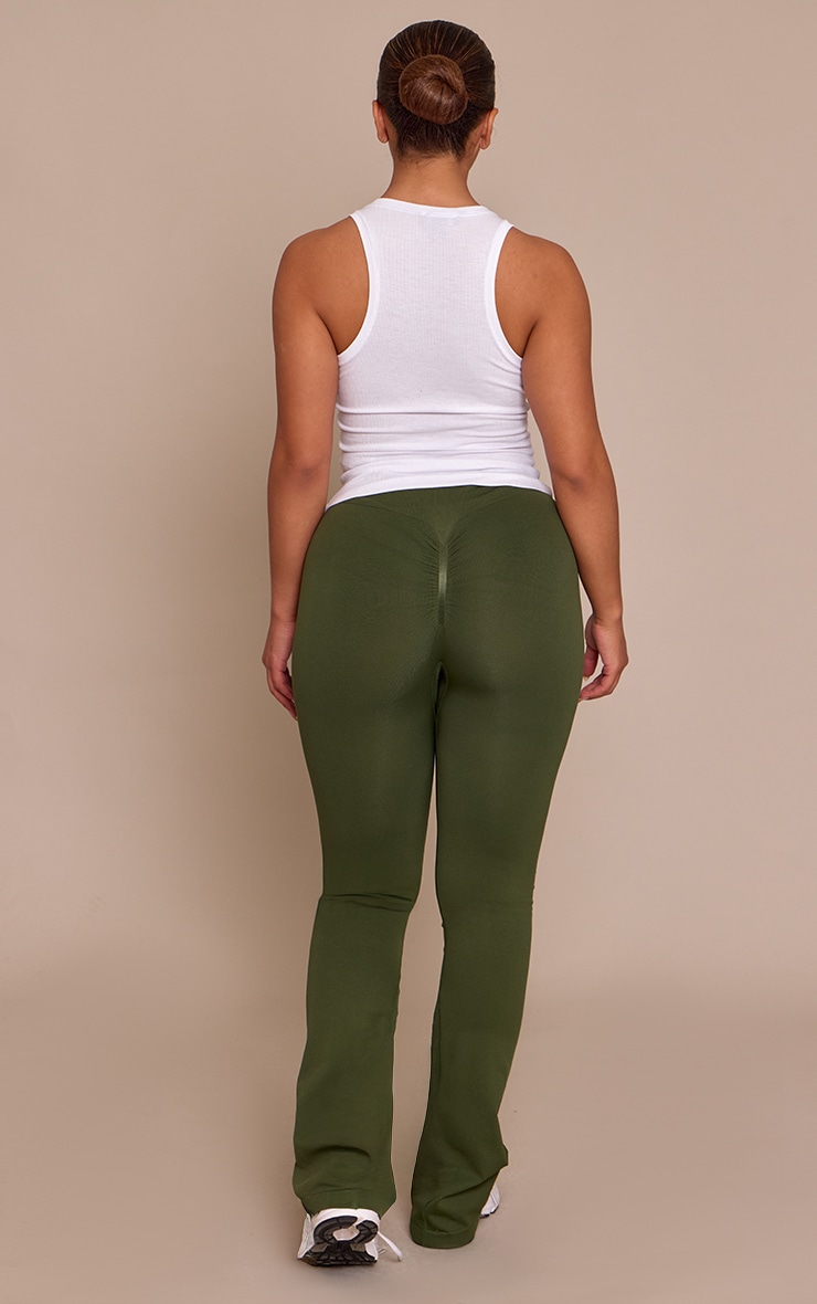 Shape Forest Green Seamless Active Ruched Bum Highwaisted Flares image 3