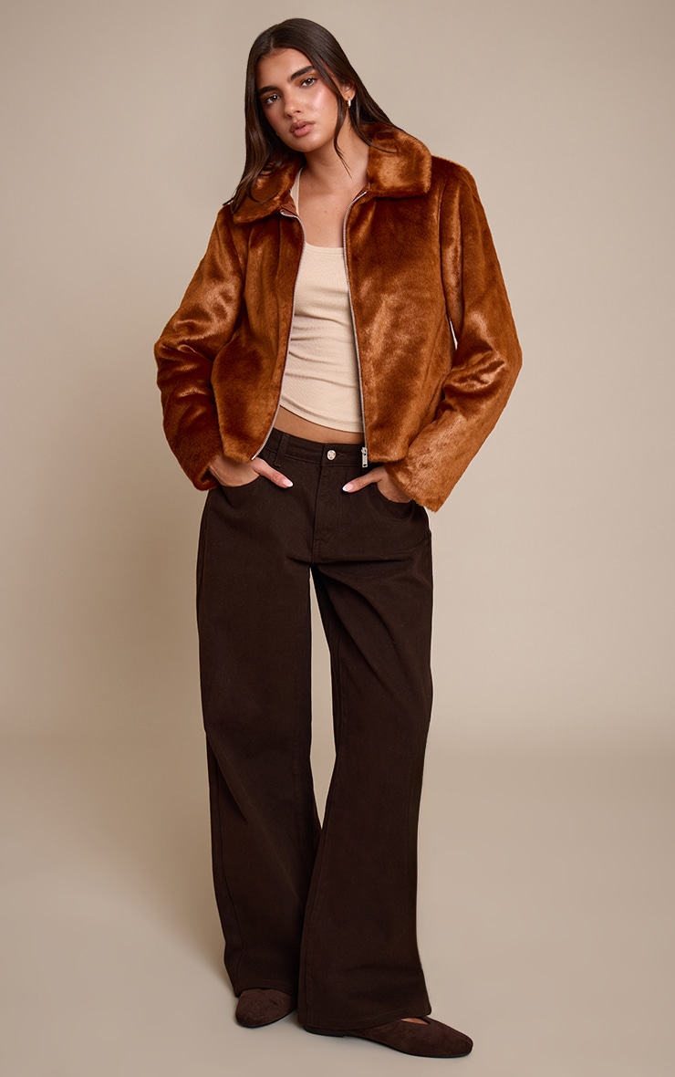 Veste courte en fausse fourrure rouge renard image 3