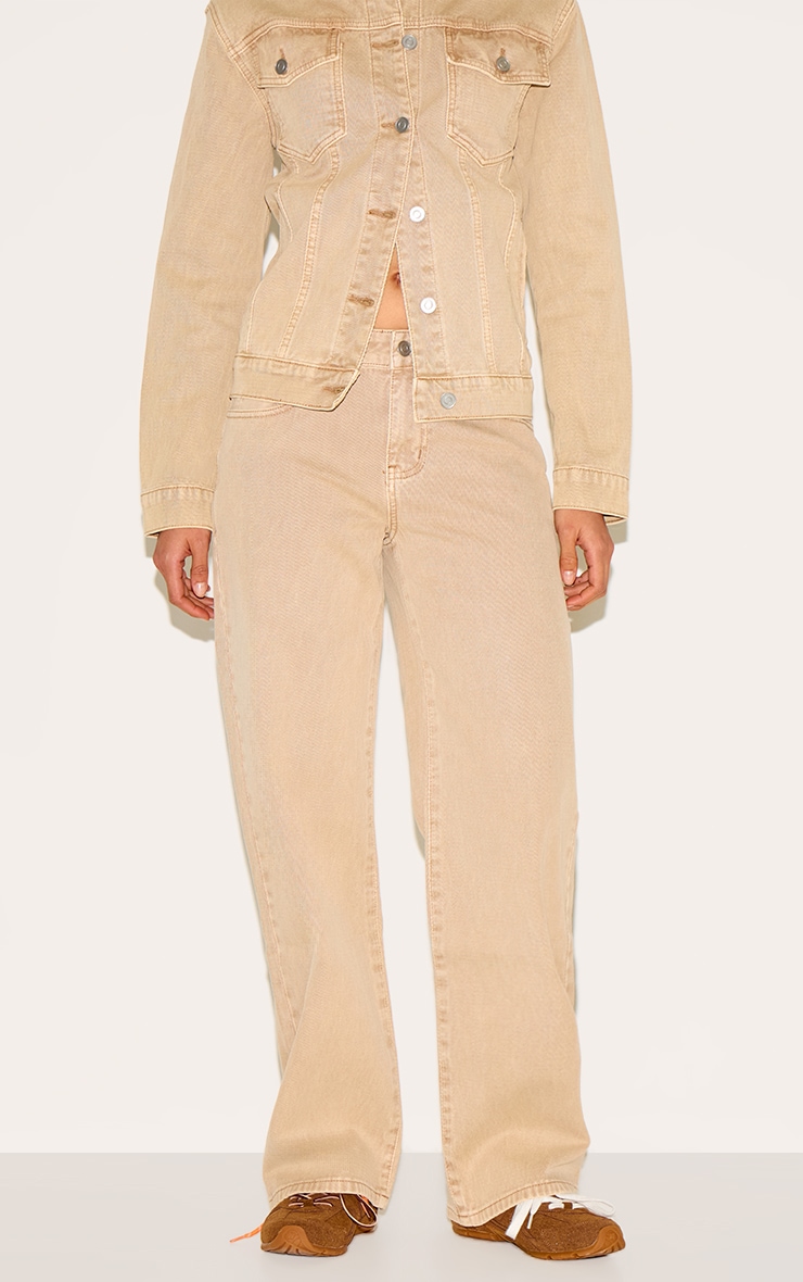 Sand Washed Corduroy Mid Waist Straight Leg Jeans image 2