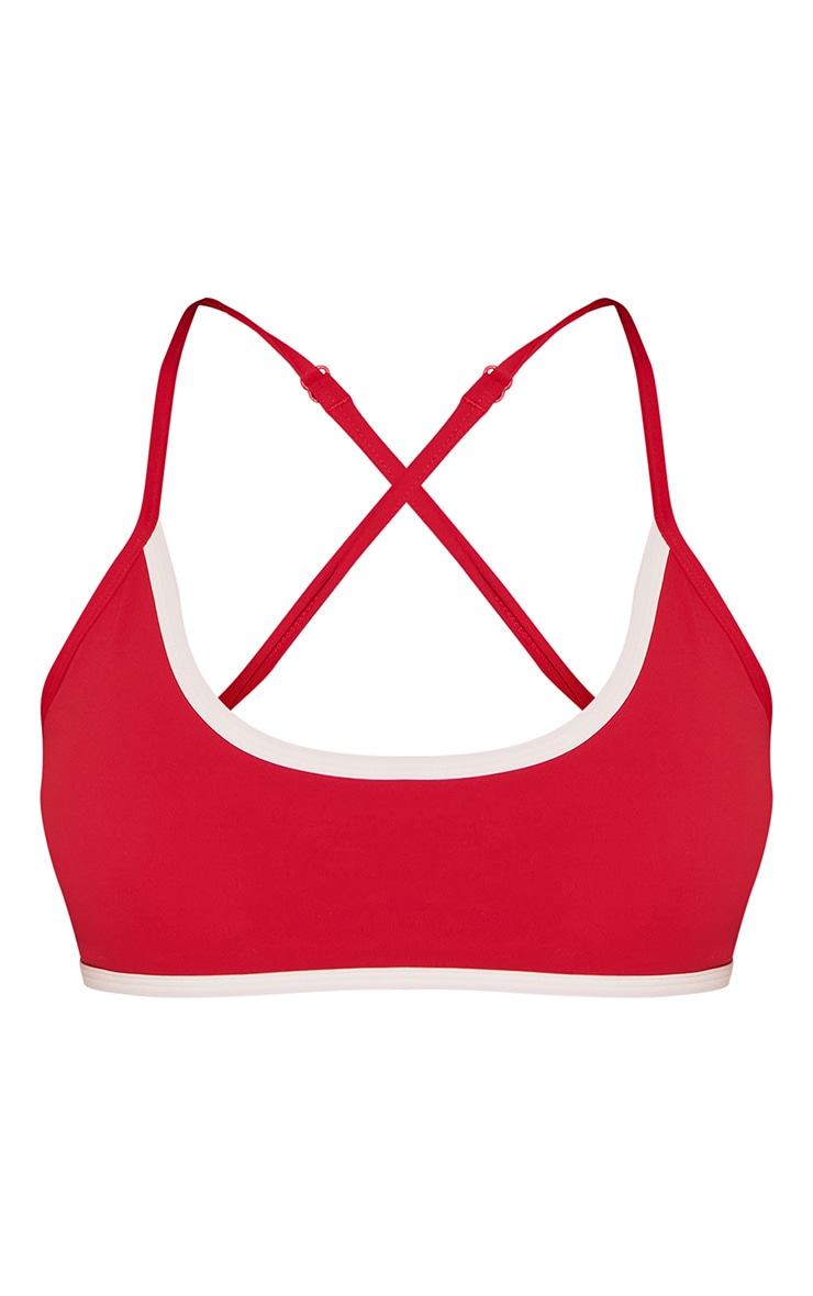 Red Sculpt Contrast Piping Sports Bra image 5