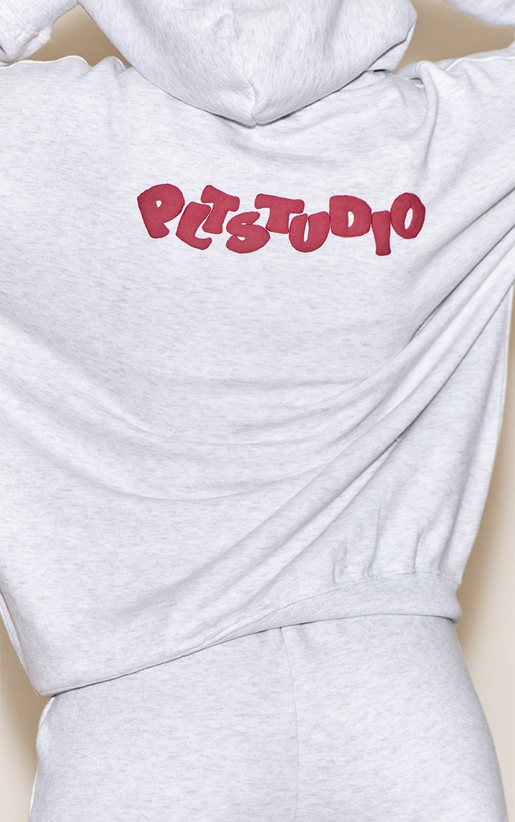 Ice Grey PLT Studio Archive Puff Print Oversized Hoodie image 4