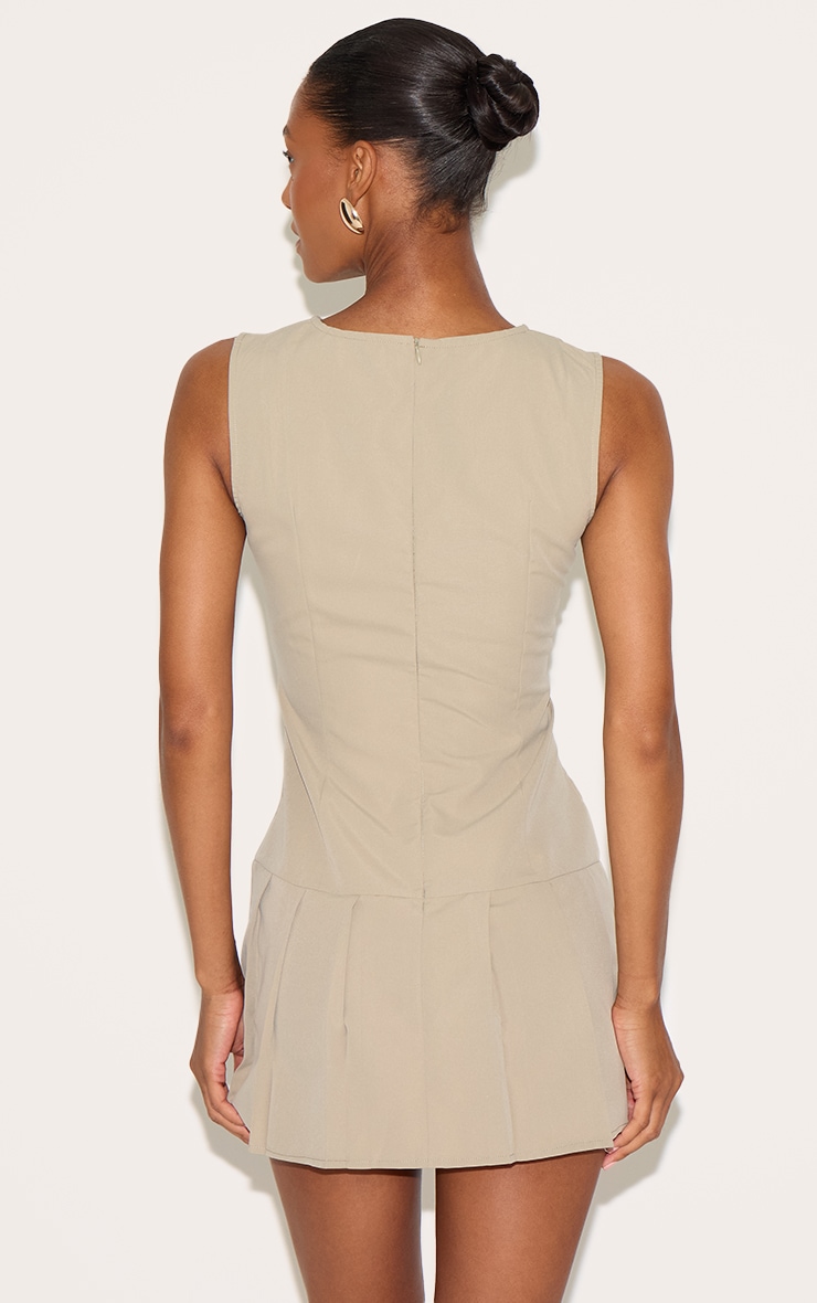 Clay Button Down Pleated Hem Shift Dress image 2
