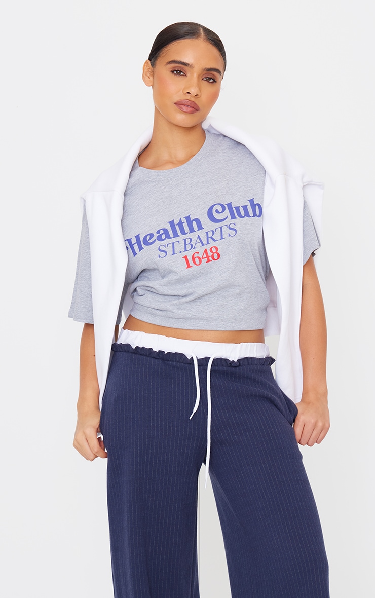 Grey Marl Health Club Graphic Oversized T Shirt image 4