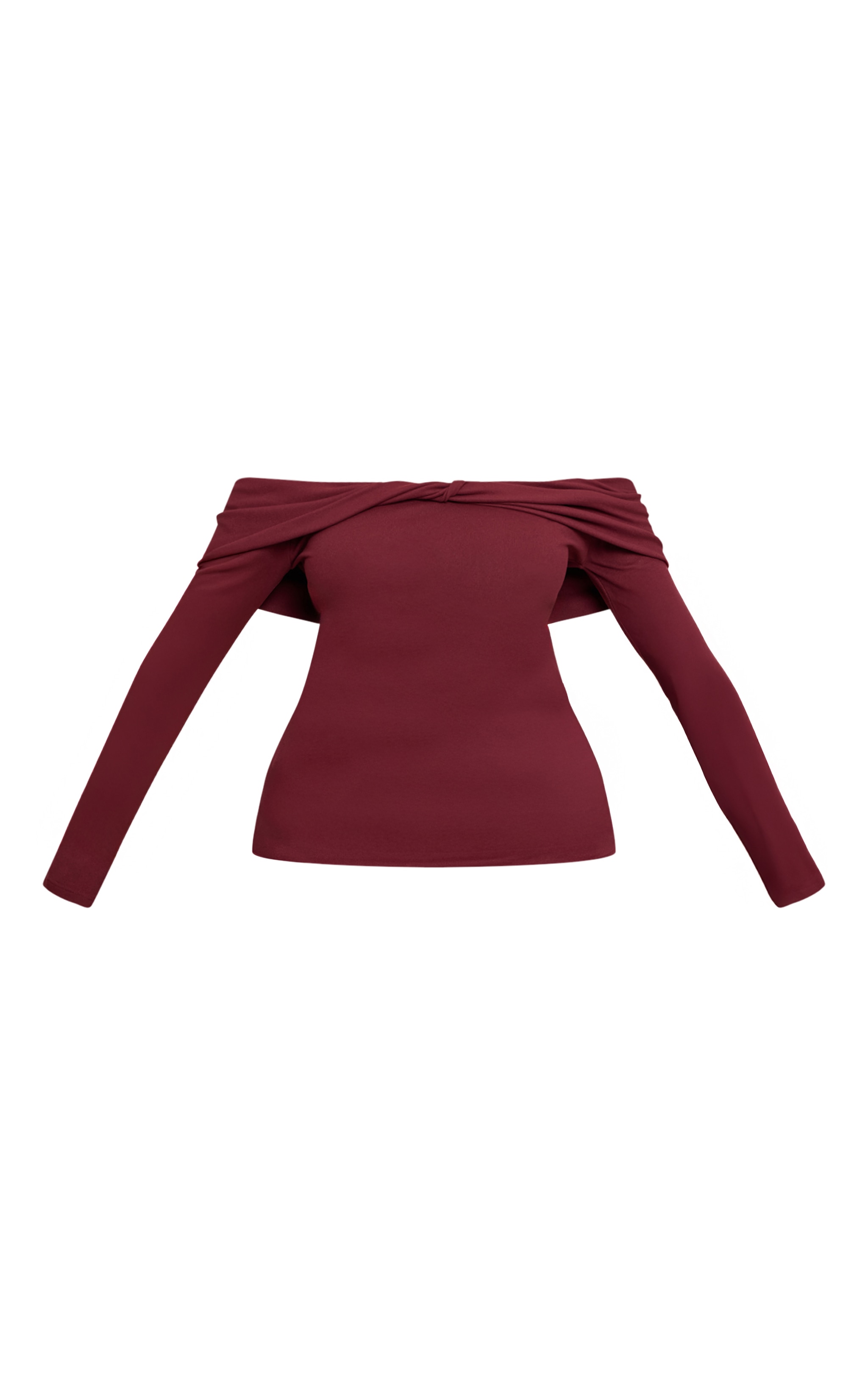 Shape Burgundy Soft Touch Bardot Long Sleeve Top image 5