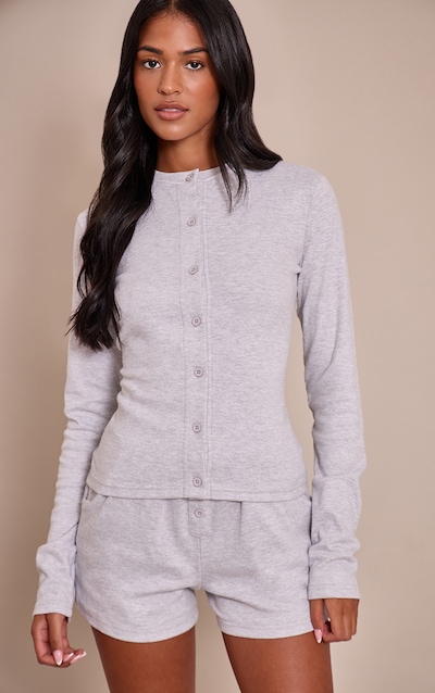 Tall Ash Grey Button Up Soft Touch Top