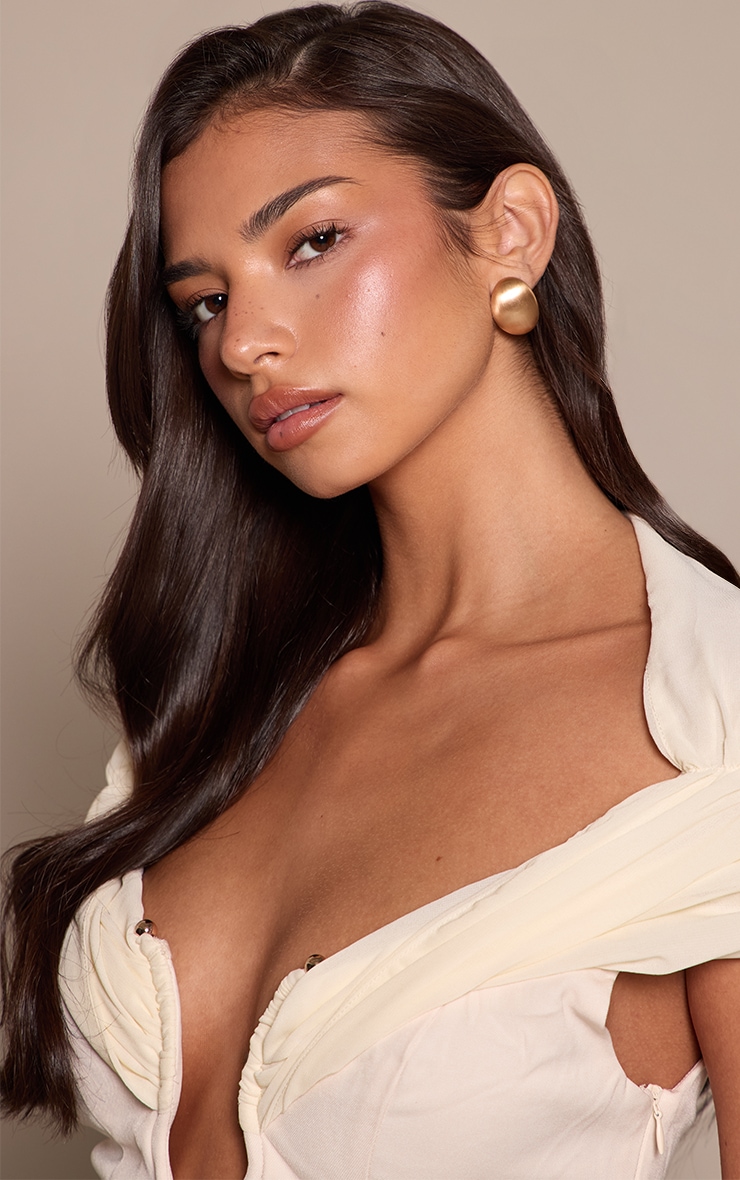 Gold Brushed Dome Stud Earrings