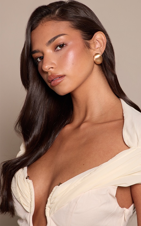 Gold Brushed Dome Stud Earrings