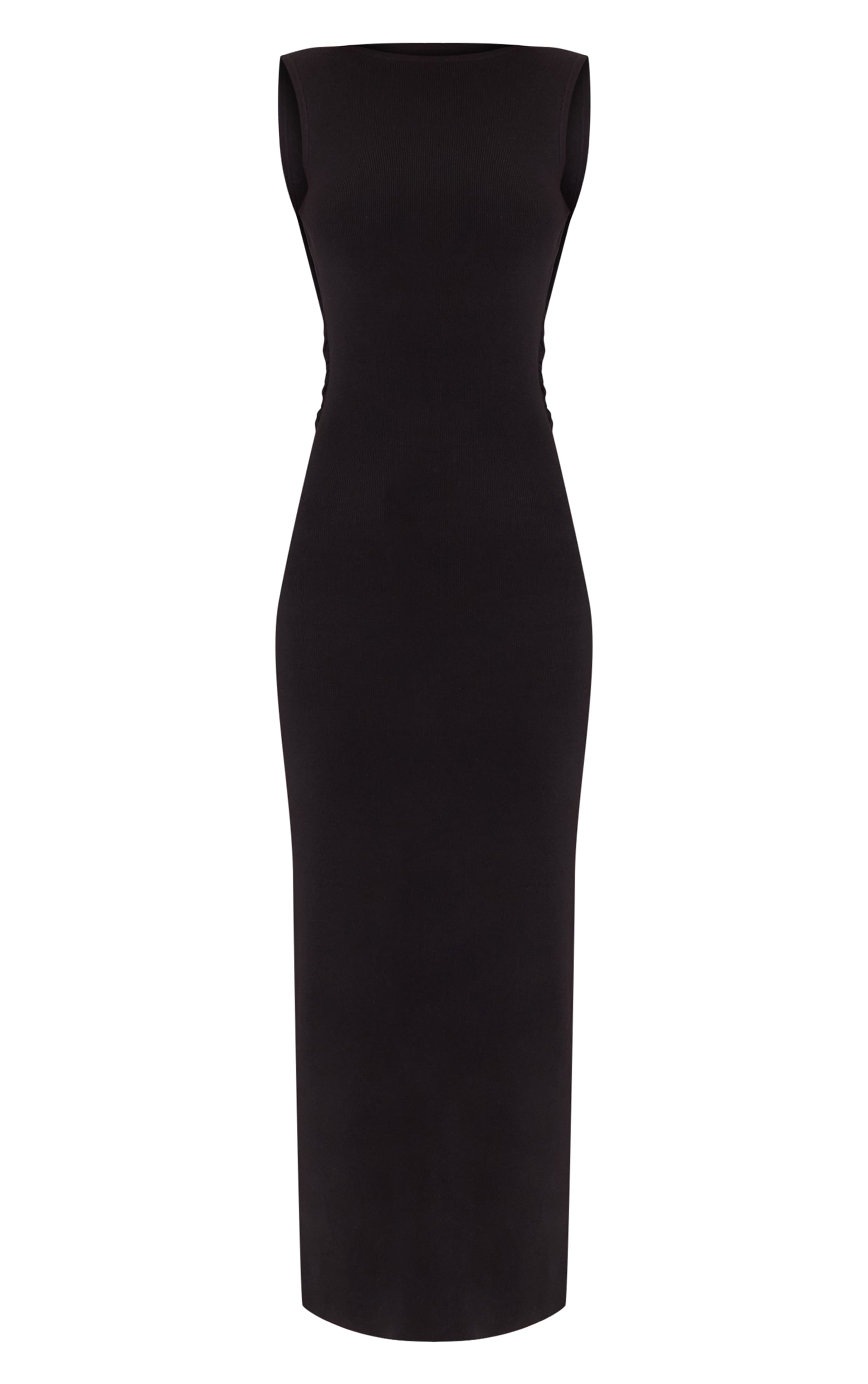 Boatneck Sheer Knit Backless Detail Maxi Dress  image 5