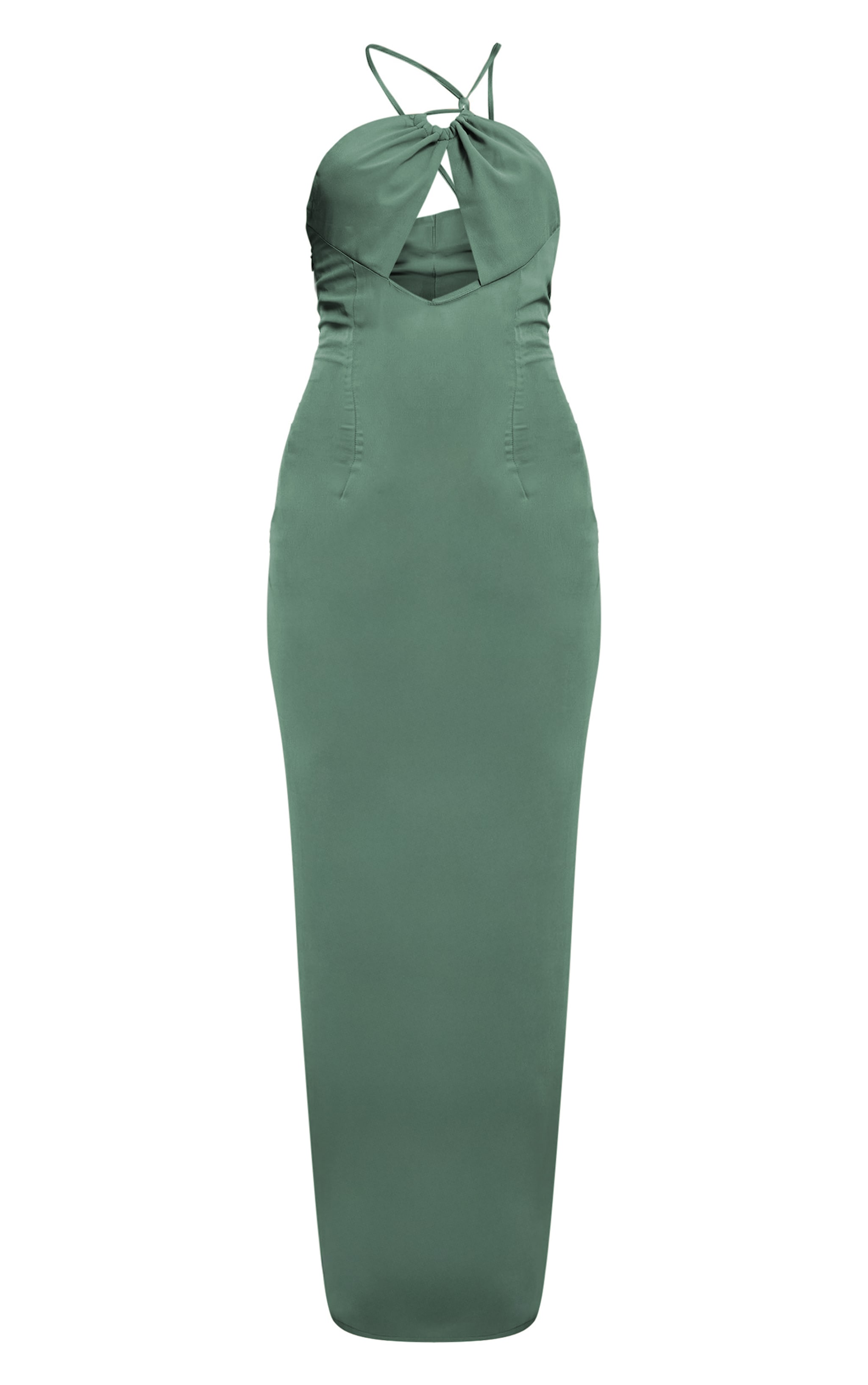 Sage Chiffon Bead Trim Cut Out Maxi Beach Dress image 5