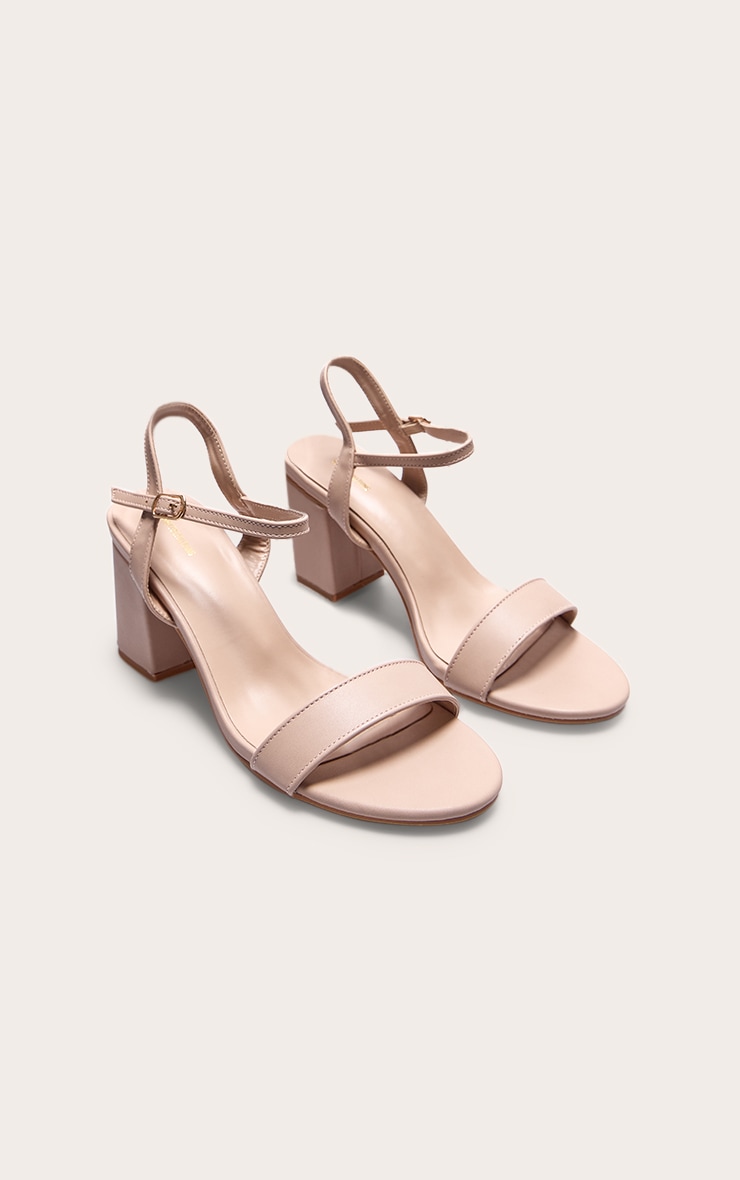 Nude PU Basic Strap Detail Low Heeled Sandals image 2