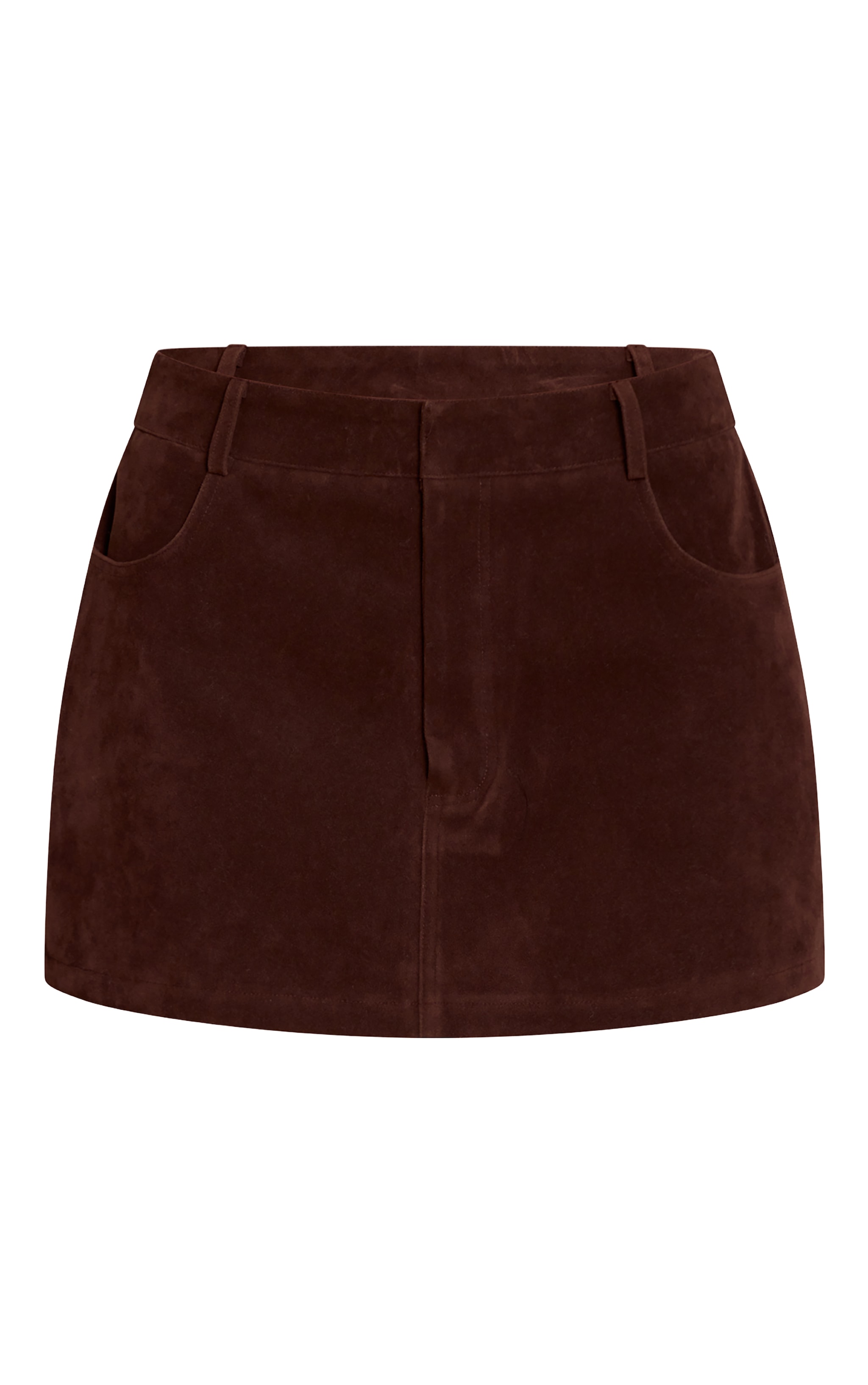 Mini-jupe en suédine chocolat foncé à poches image 6