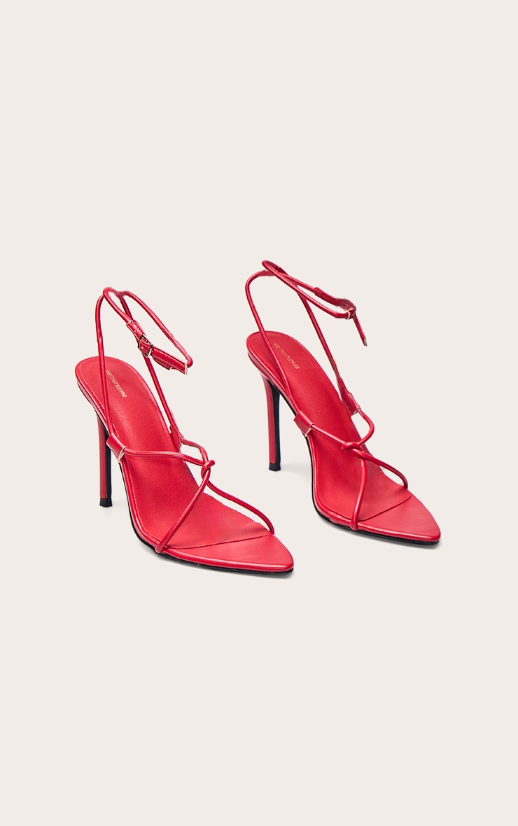 Sandales pointues en PU rouge vif à brides torsadées image 3