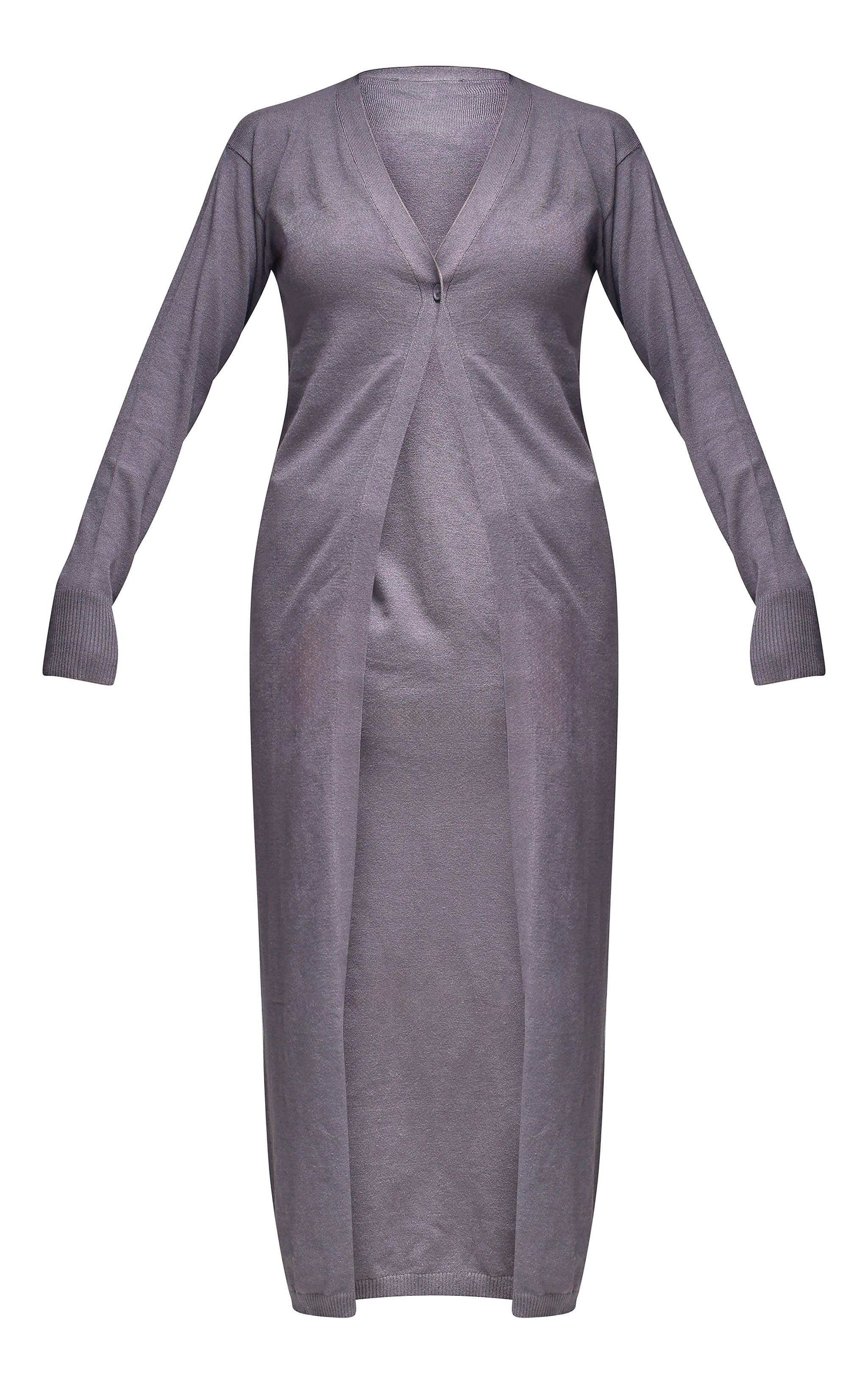 Ash Grey Fine Knit Maxi Cardigan image 5