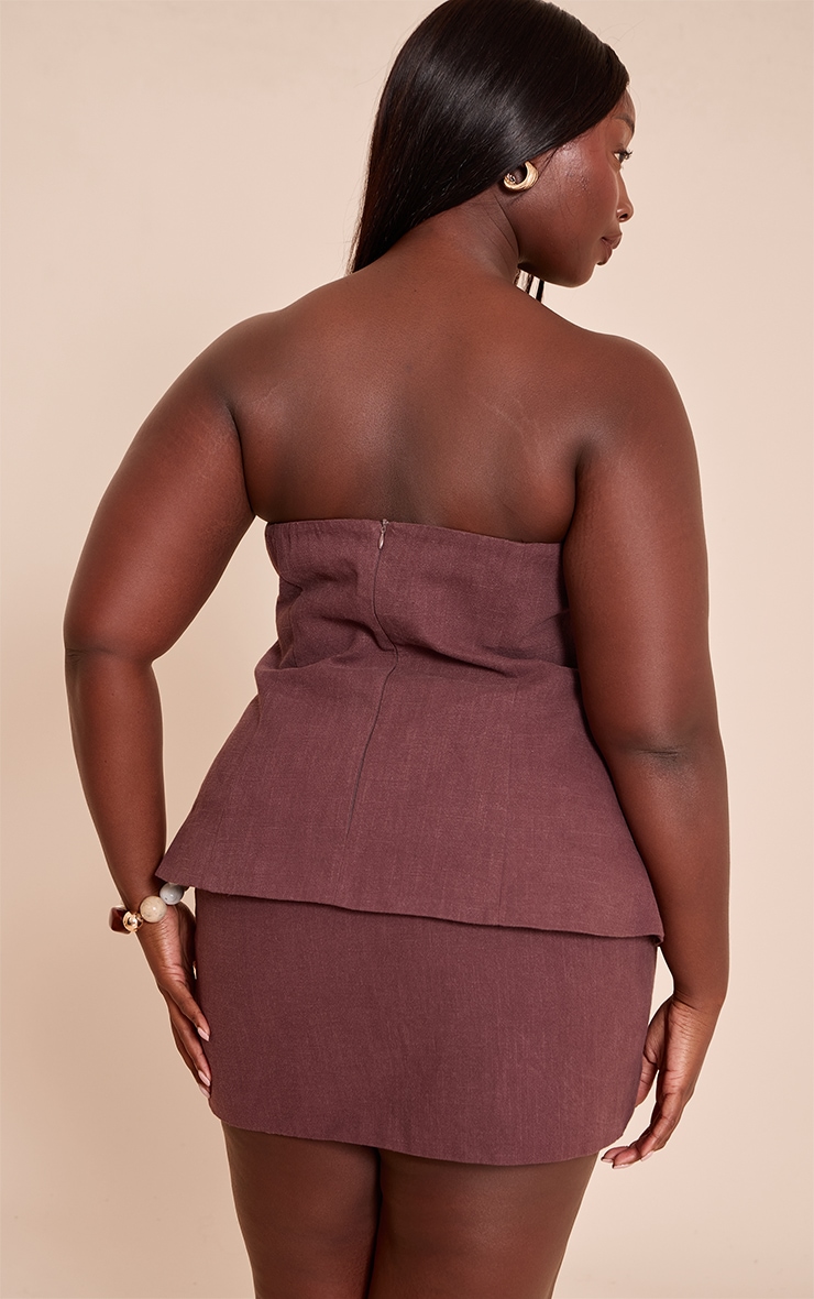 Plus Deep Chocolate Premium Linen Longline Bandeau Top image 2