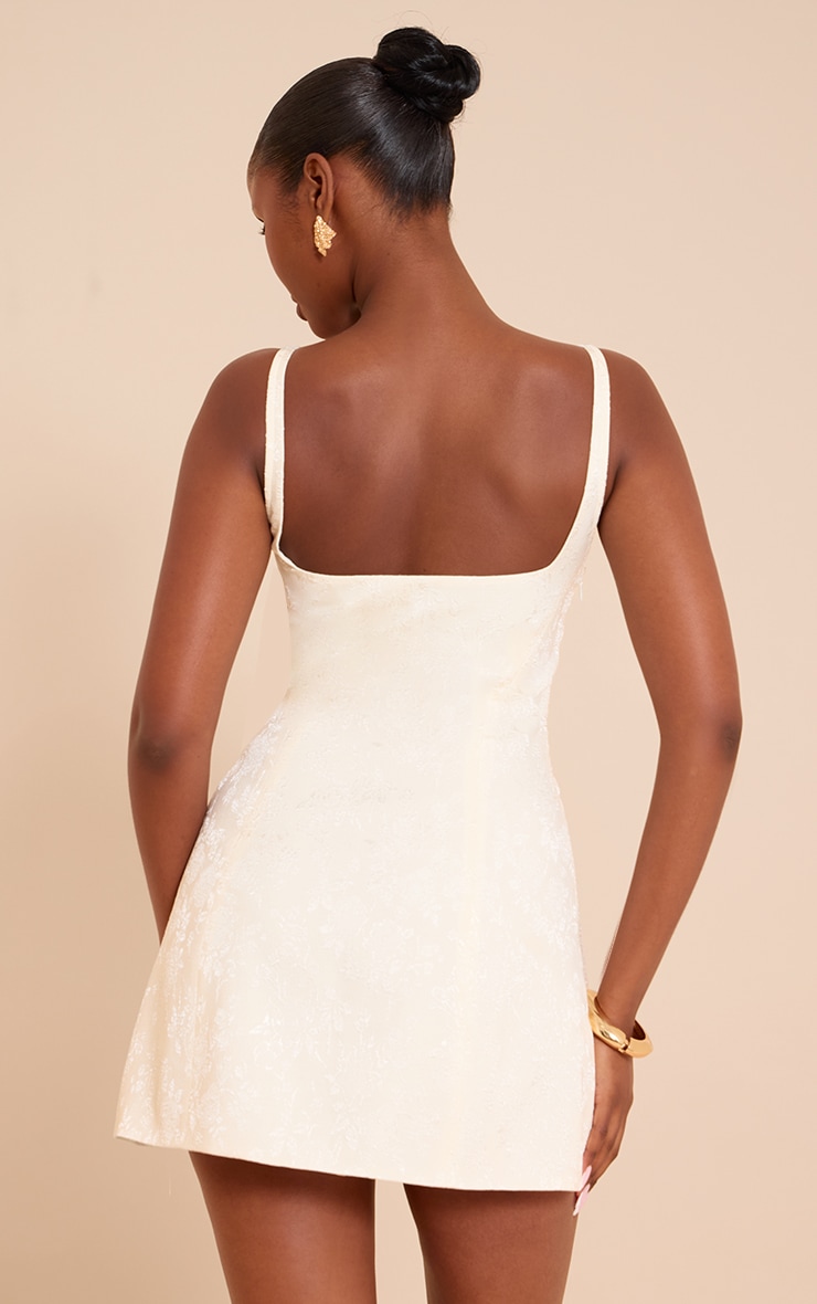 Robe Trapèze Jacquard Crème Agrafe Et Œillet image 2
