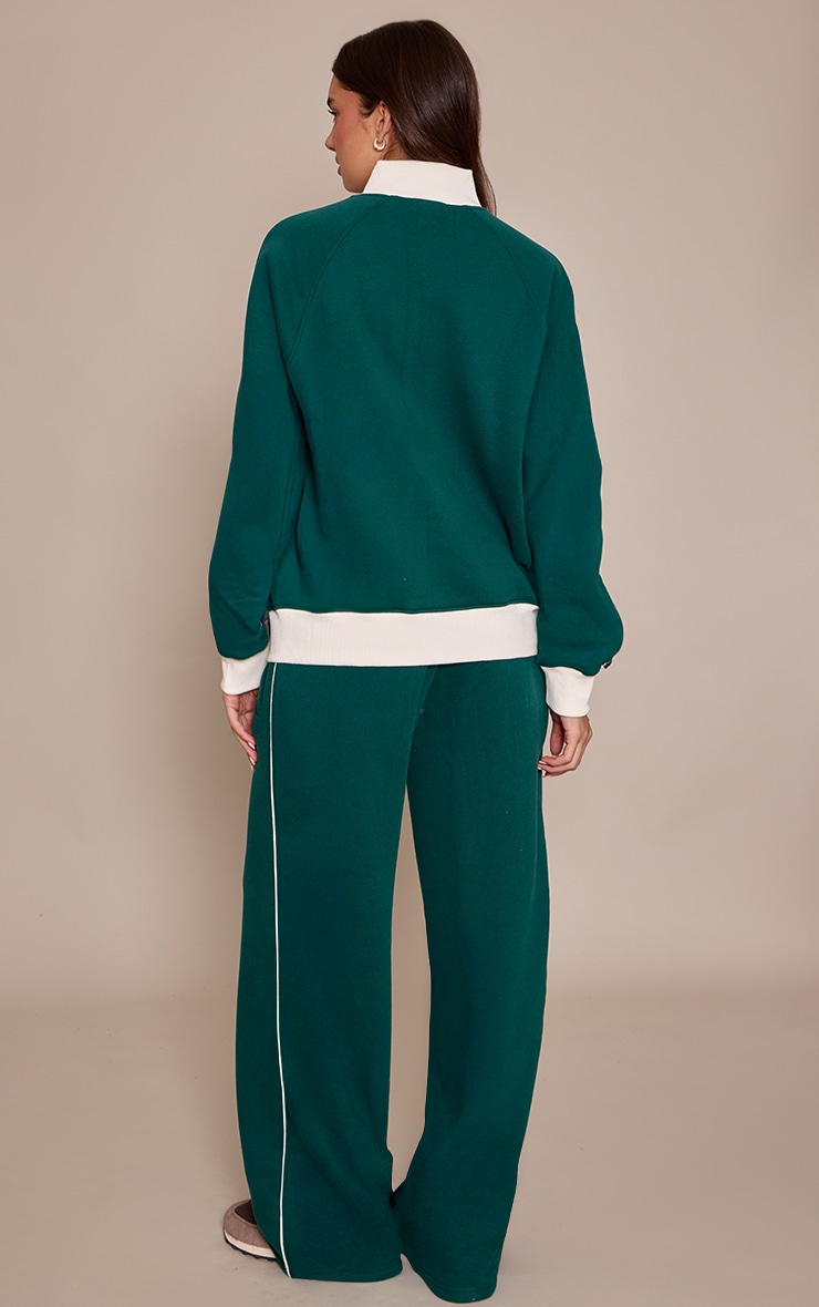 Forest Green Contrast Seam Drawcord Straight Leg Joggers image 3