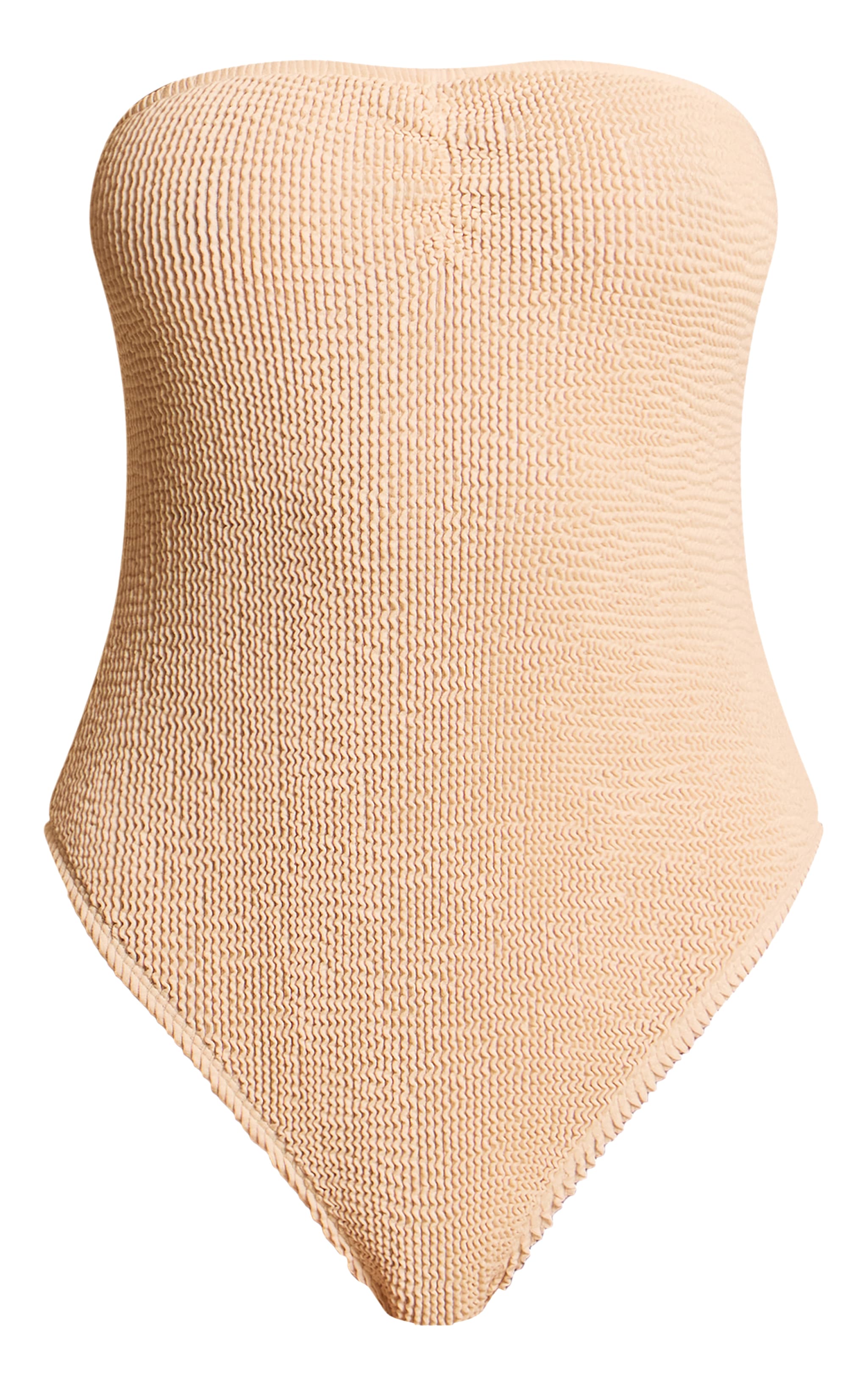 Cream Crinkle Bandeau Ruched Front Swimsuit image 5