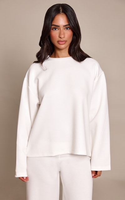 Petite White Modal Oversized Long Sleeved T-shirt
