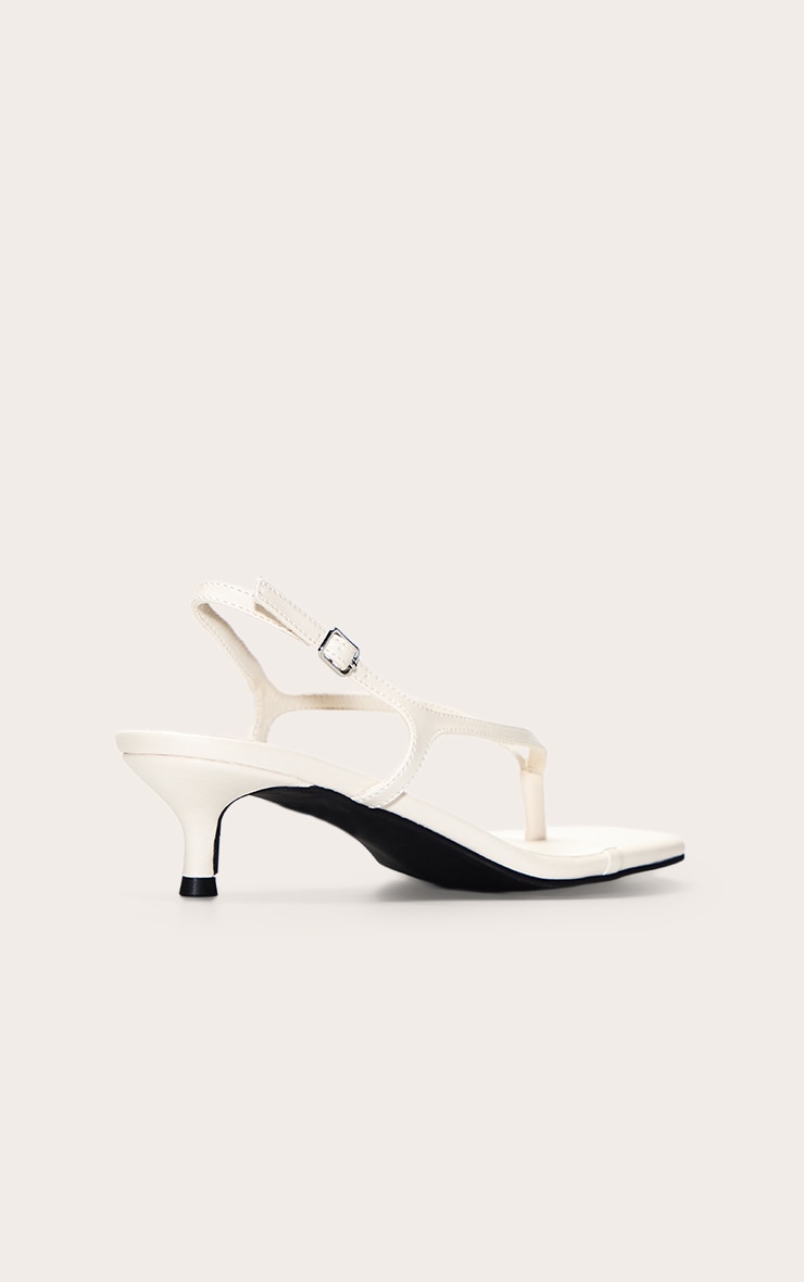 Cream Toe Thong Kitten Heeled Sandal image 4