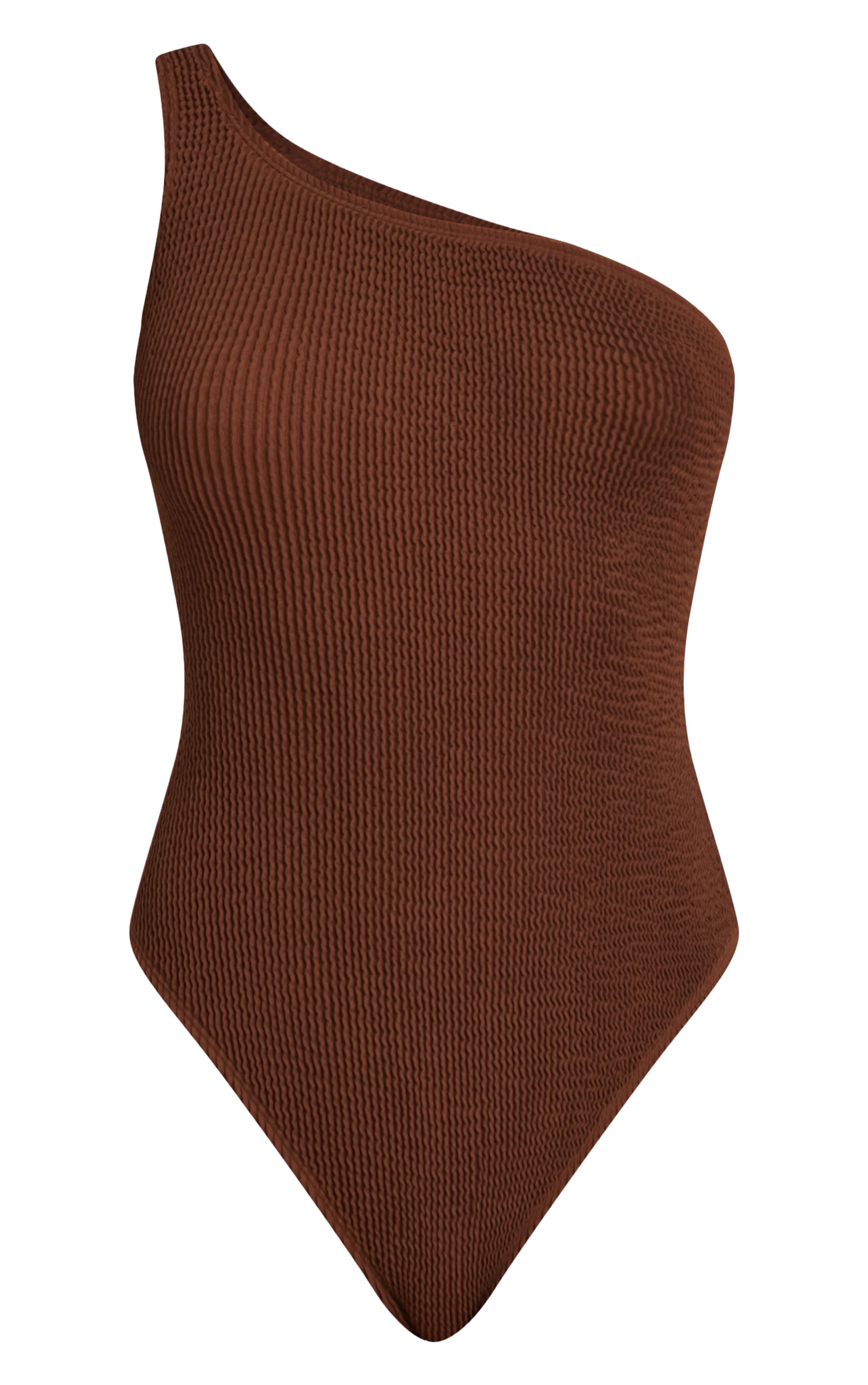 Chocolate Crinkle One Shoulder Swimsuit image 6