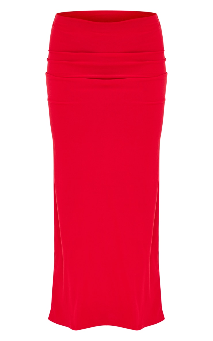 Red Soft Touch Low Rise Maxi Skirt image 6