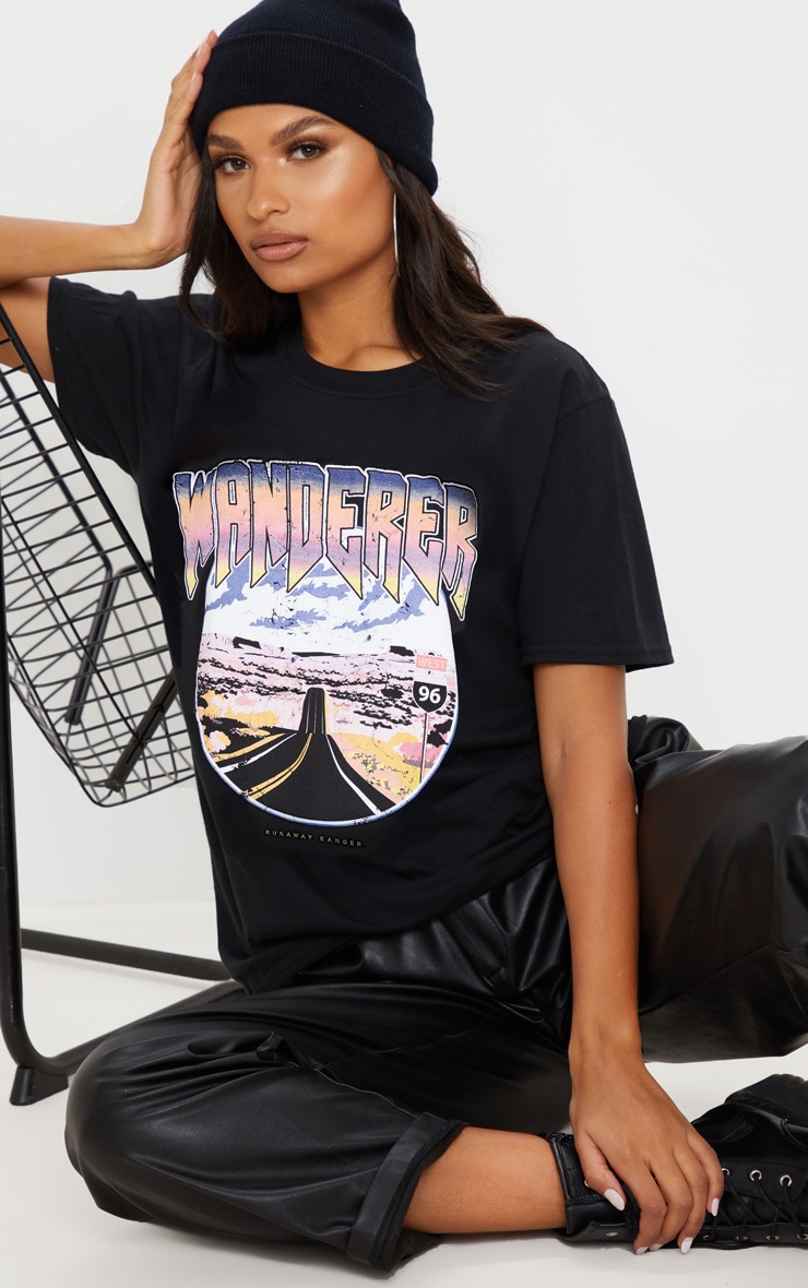 Image of Black Wanderer Oversized T Shirt, Black