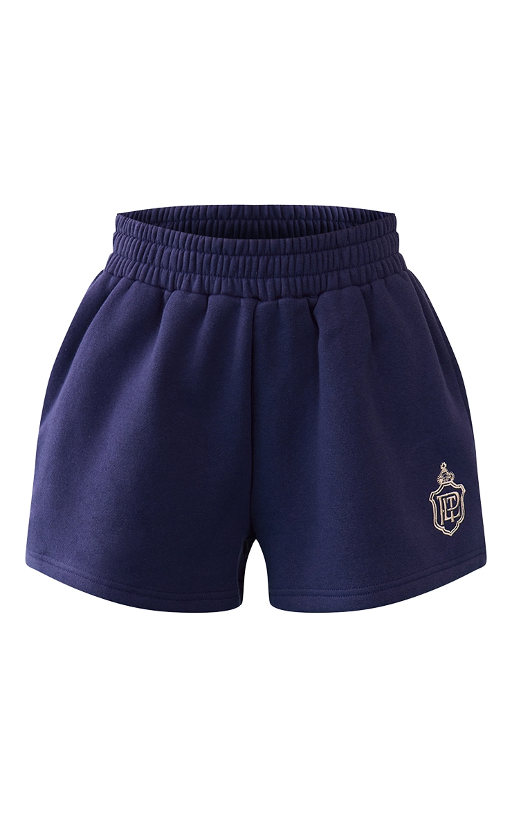 Navy Embroidered Emblem Sweat Shorts image 5